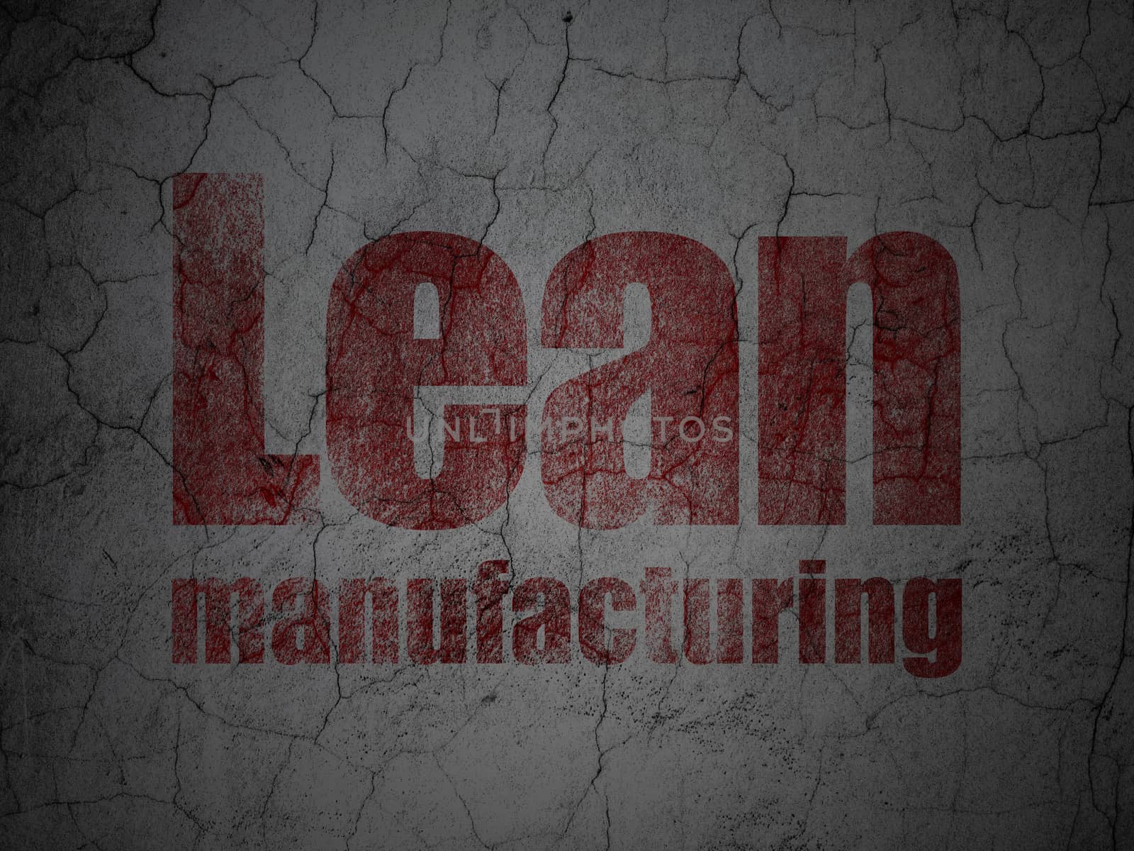 Industry concept: Red Lean Manufacturing on grunge textured concrete wall background