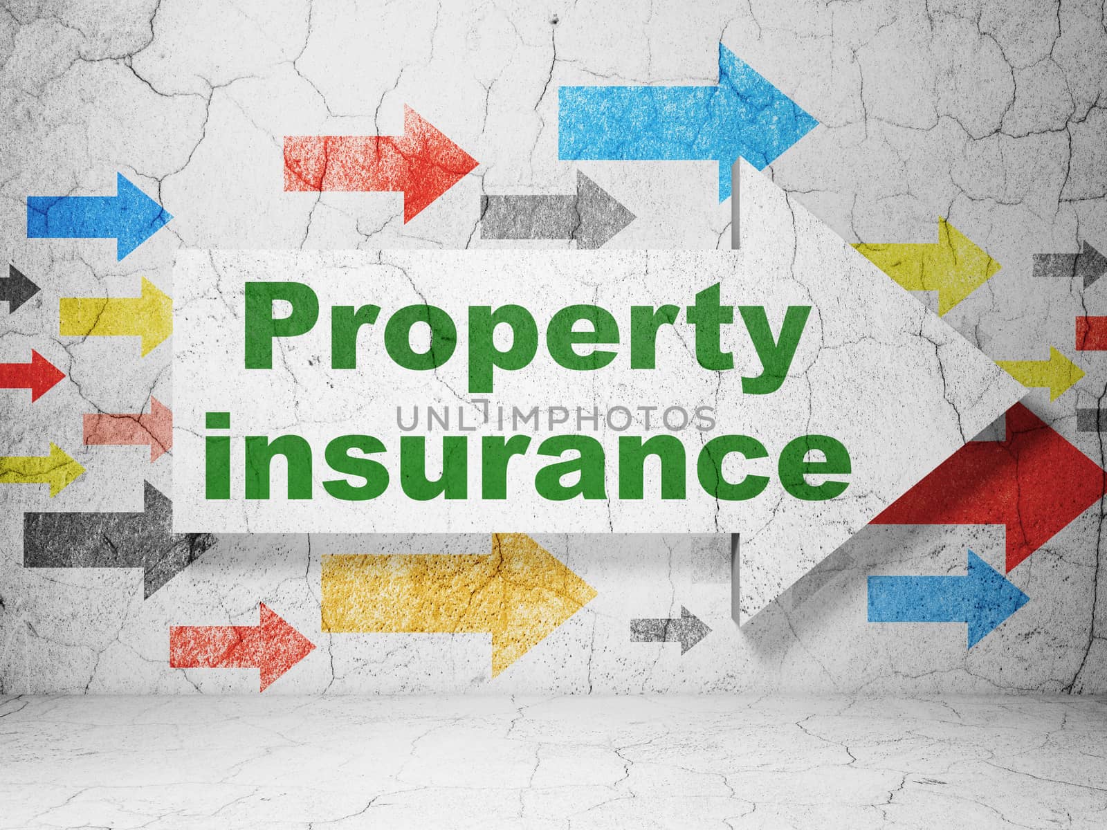 Insurance concept: arrow with Property Insurance on grunge wall background by maxkabakov