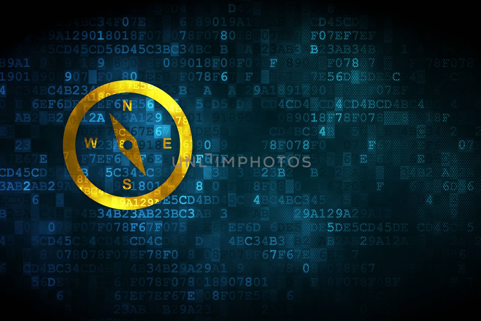 Vacation concept: Compass on digital background by maxkabakov