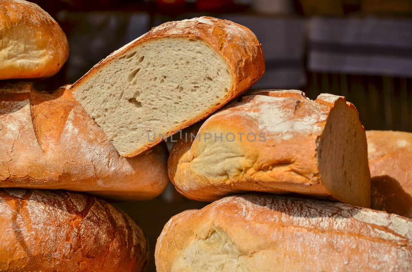 Market selling traditional Polish  bread during annual St. Dominics Fair