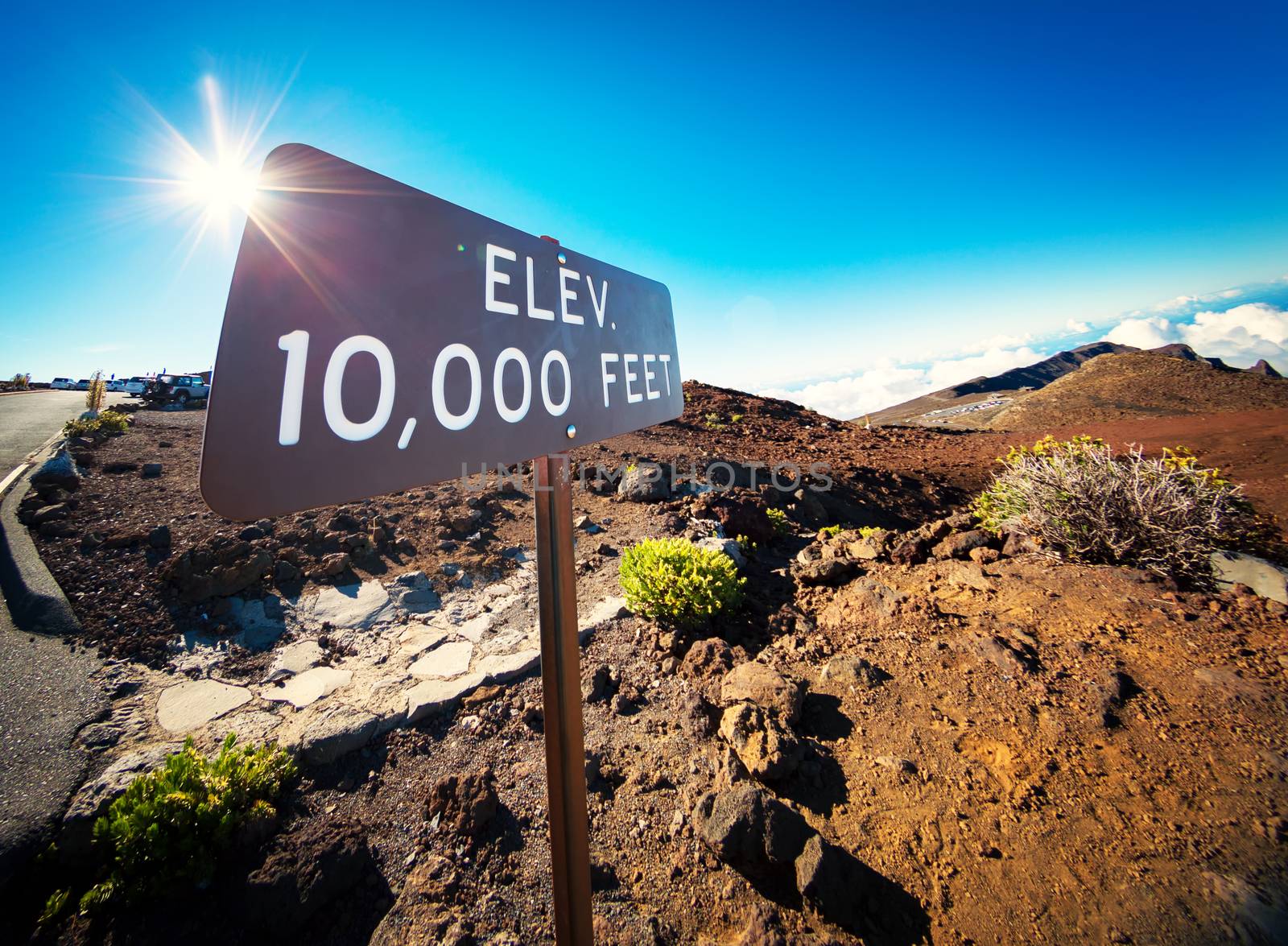 Elevation Sign at the Summit of Haleakala, Maui by backyard_photography