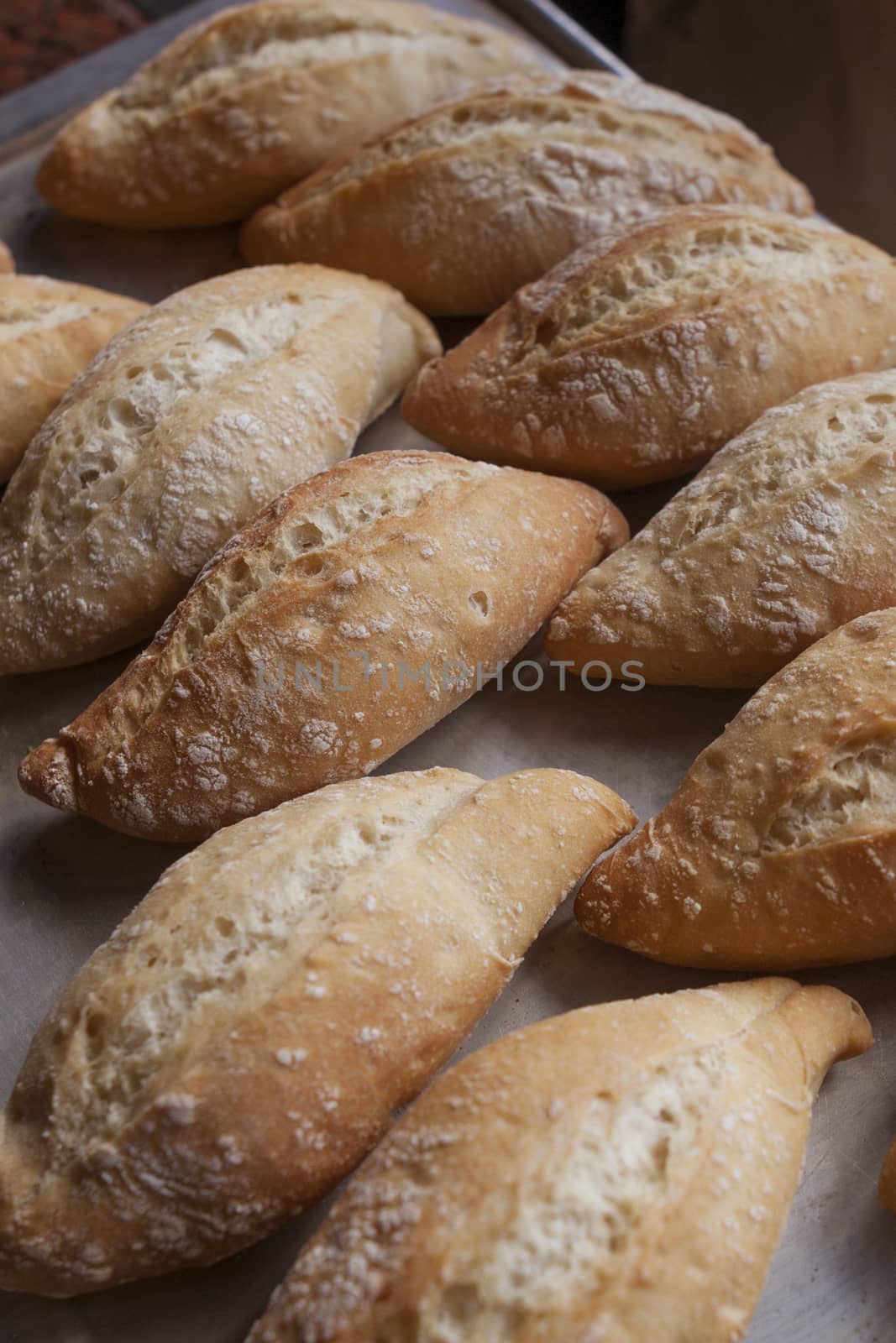 fresh hot bread baguettes