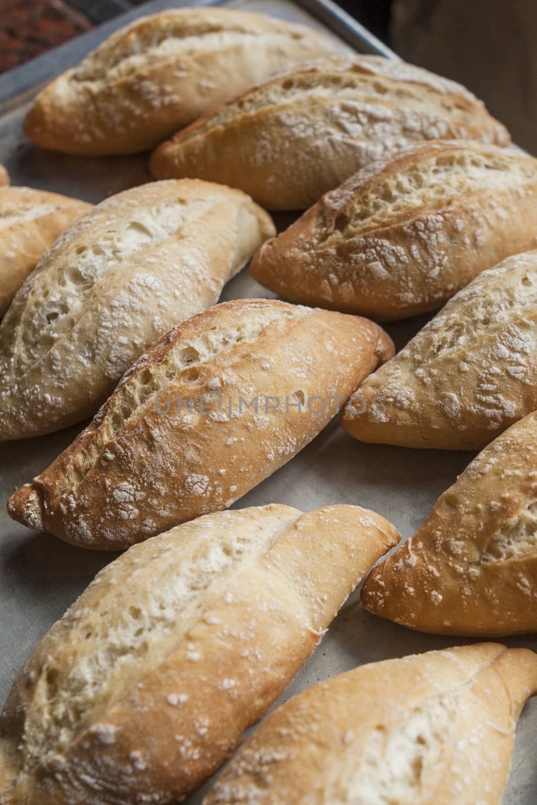 fresh hot bread baguettes