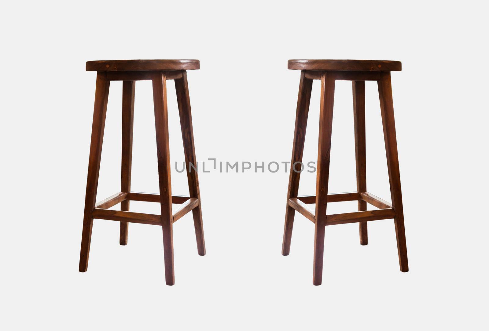 Wooden chairs isolated on white background, stock photo