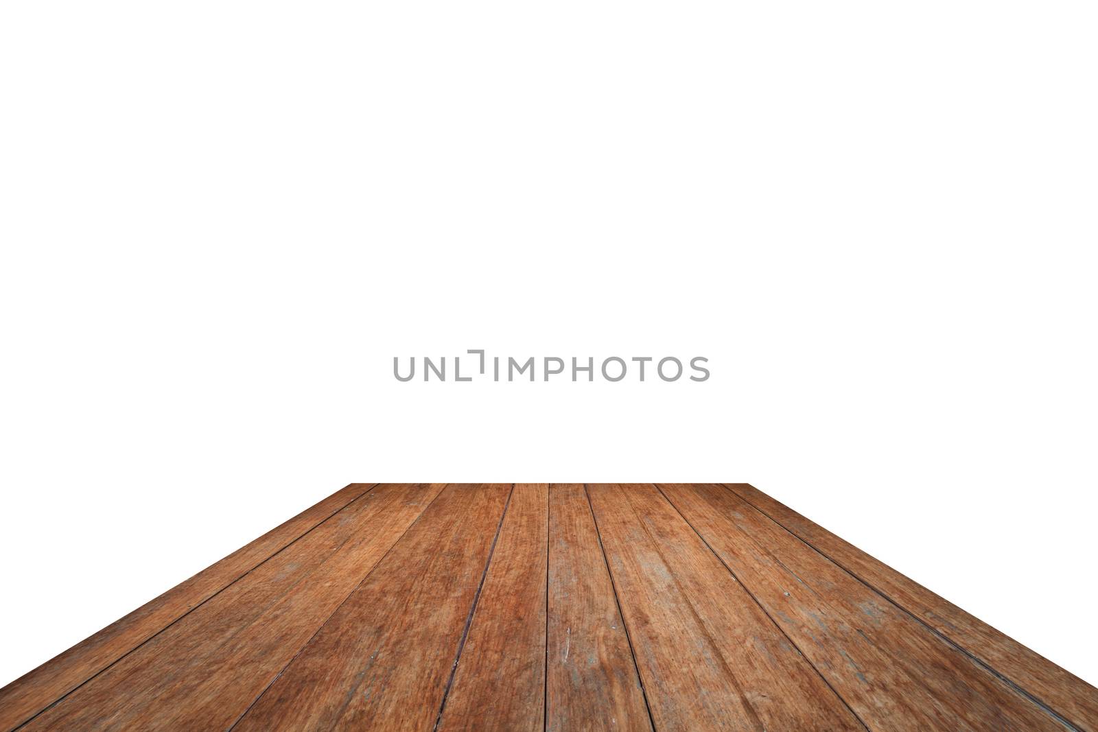 Old wooden table top isolated on white background by punsayaporn