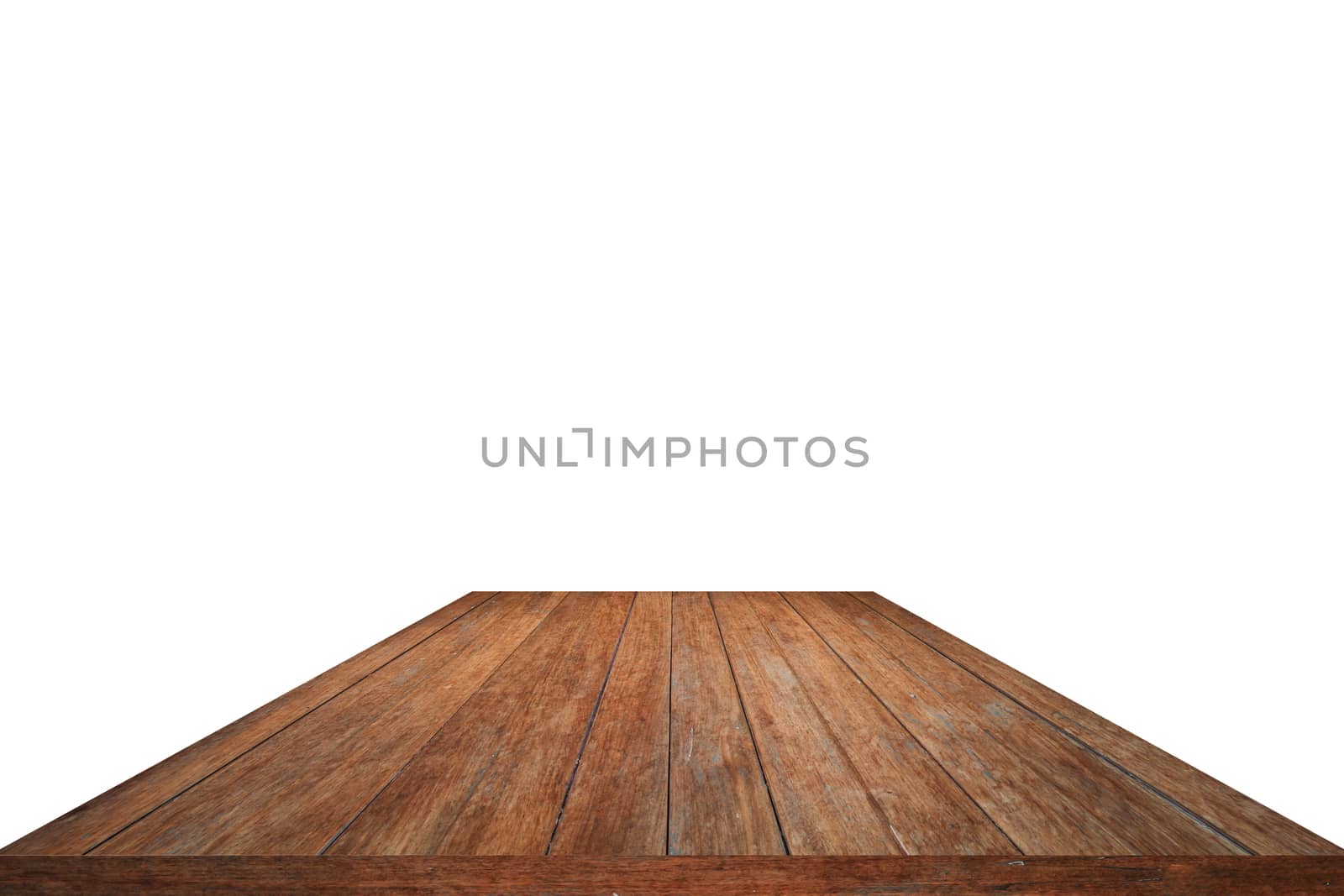 Wood pattern table top isolated on white background by punsayaporn