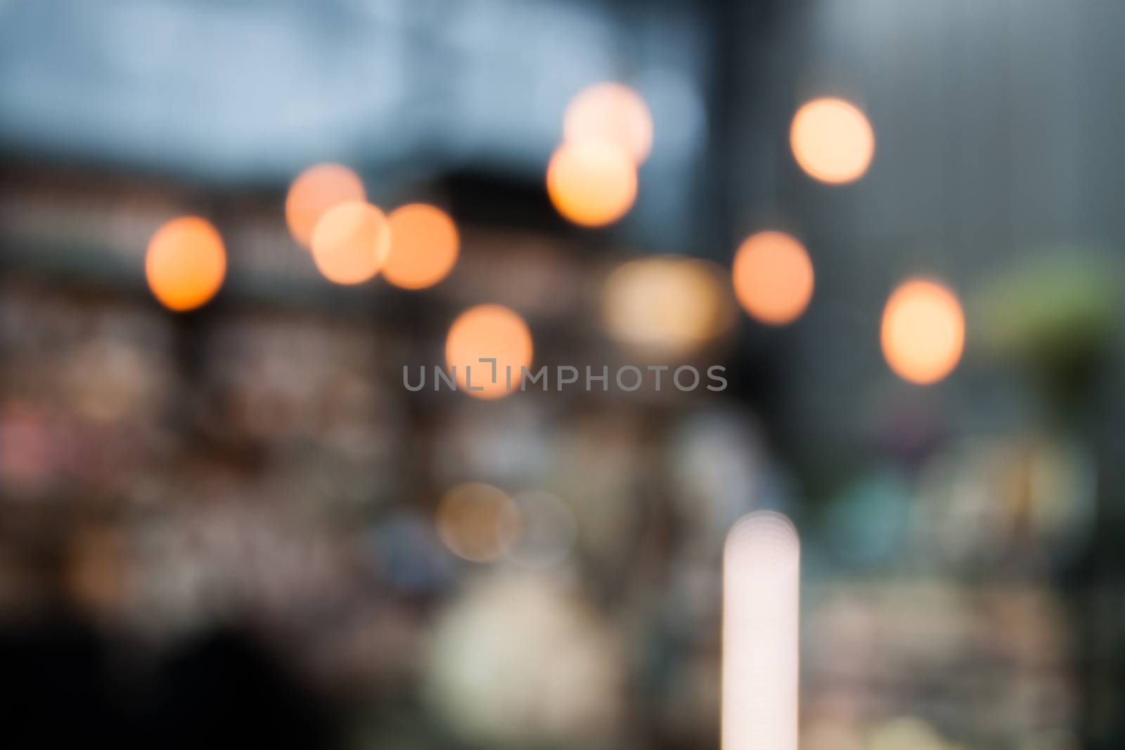 Coffee shop blurred background with bokeh by punsayaporn