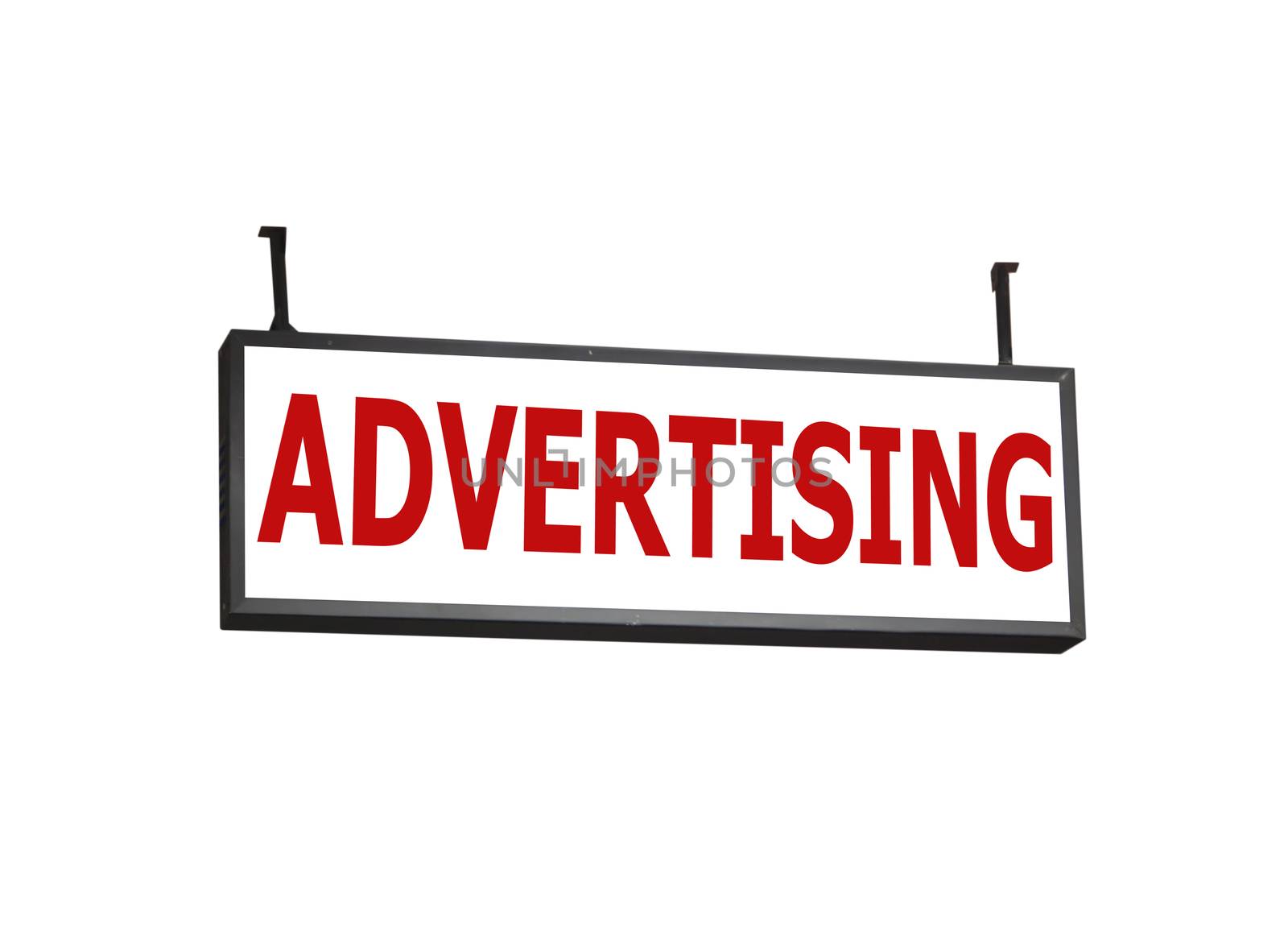 Advertising signboard on white background, stock photo