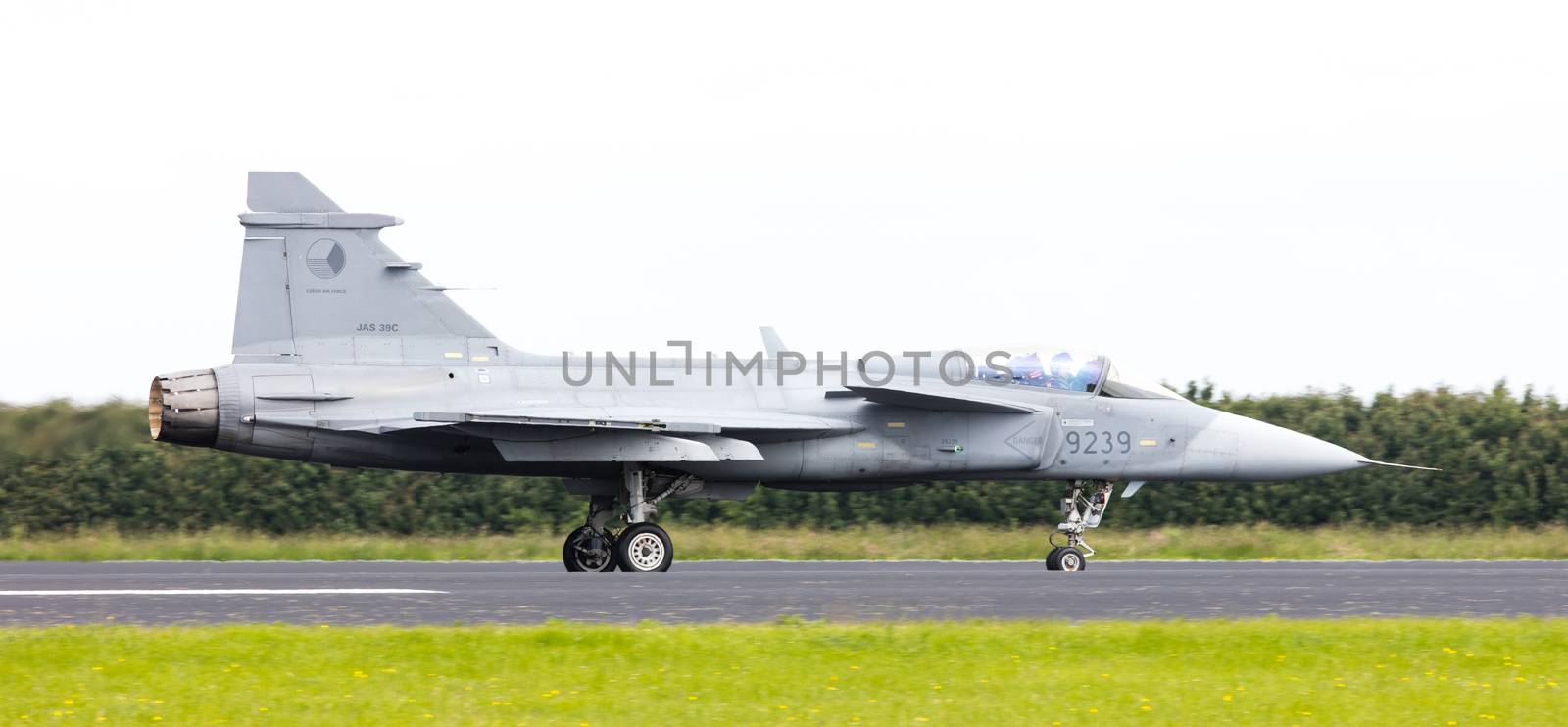 LEEUWARDEN, THE NETHERLANDS-JUNE 10: Modern tactical fighter jet JAS-39 Gripen performs at the Dutch Airshow on June 10, 2016 at Leeuwarden Airfield, The Netherlands.