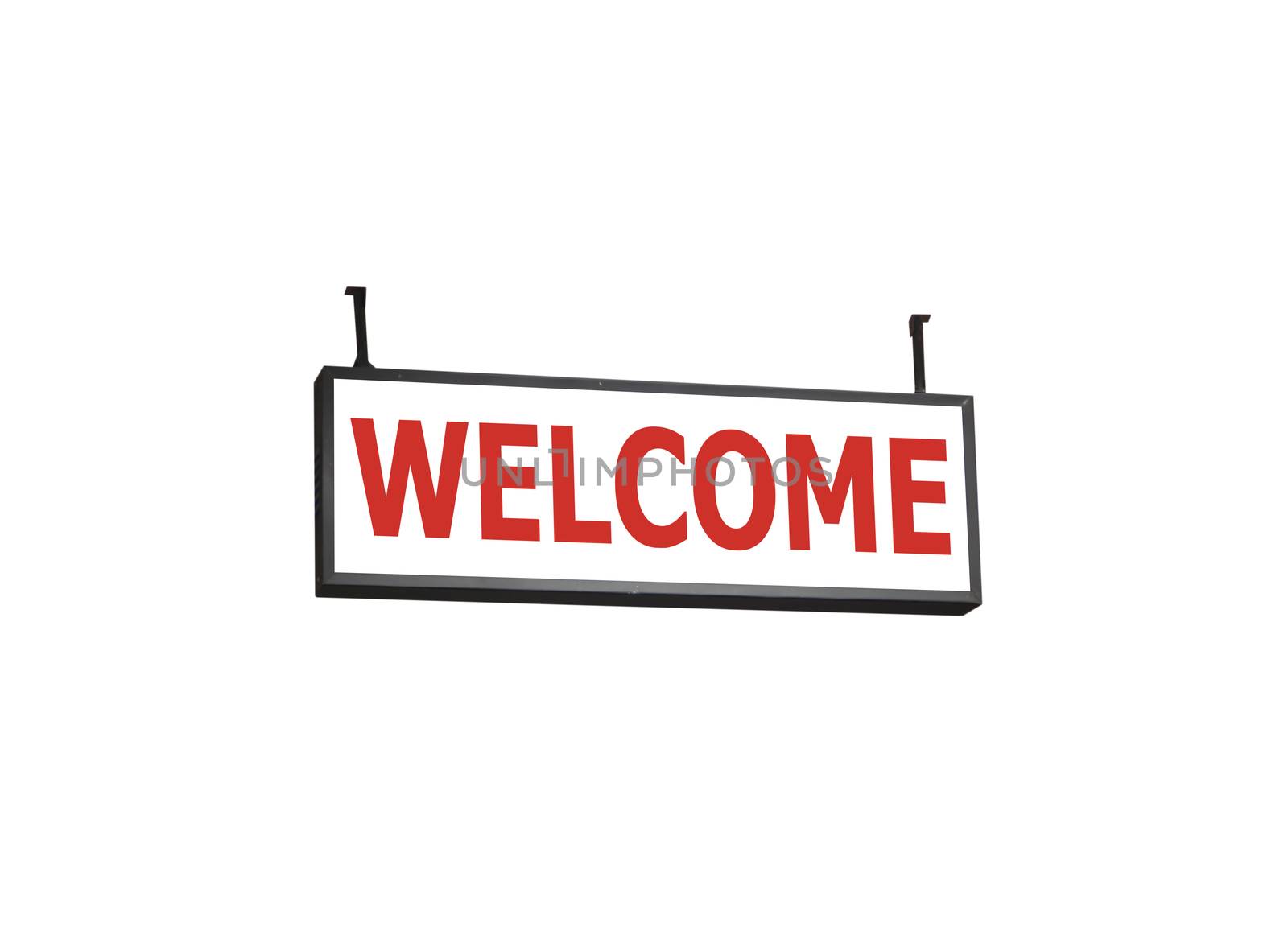 Welcome signboard on white background by punsayaporn