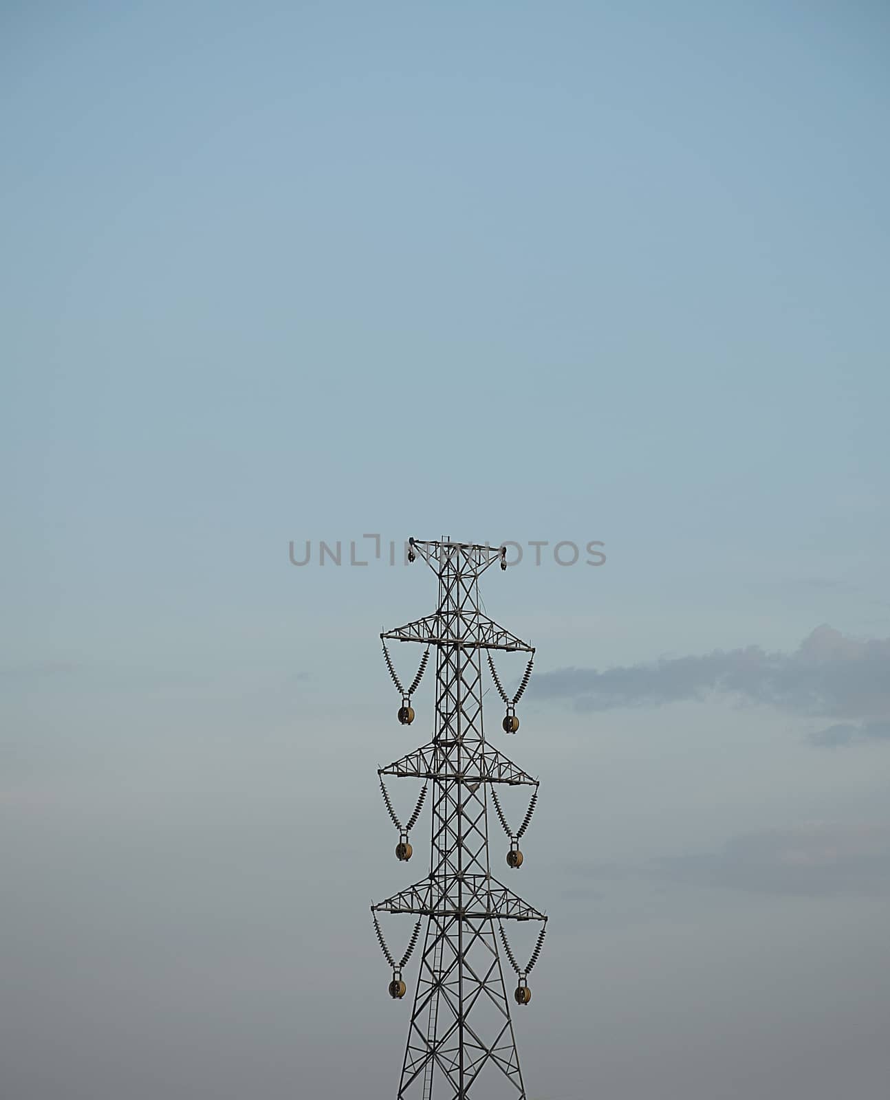 powerlines with clear sky background.