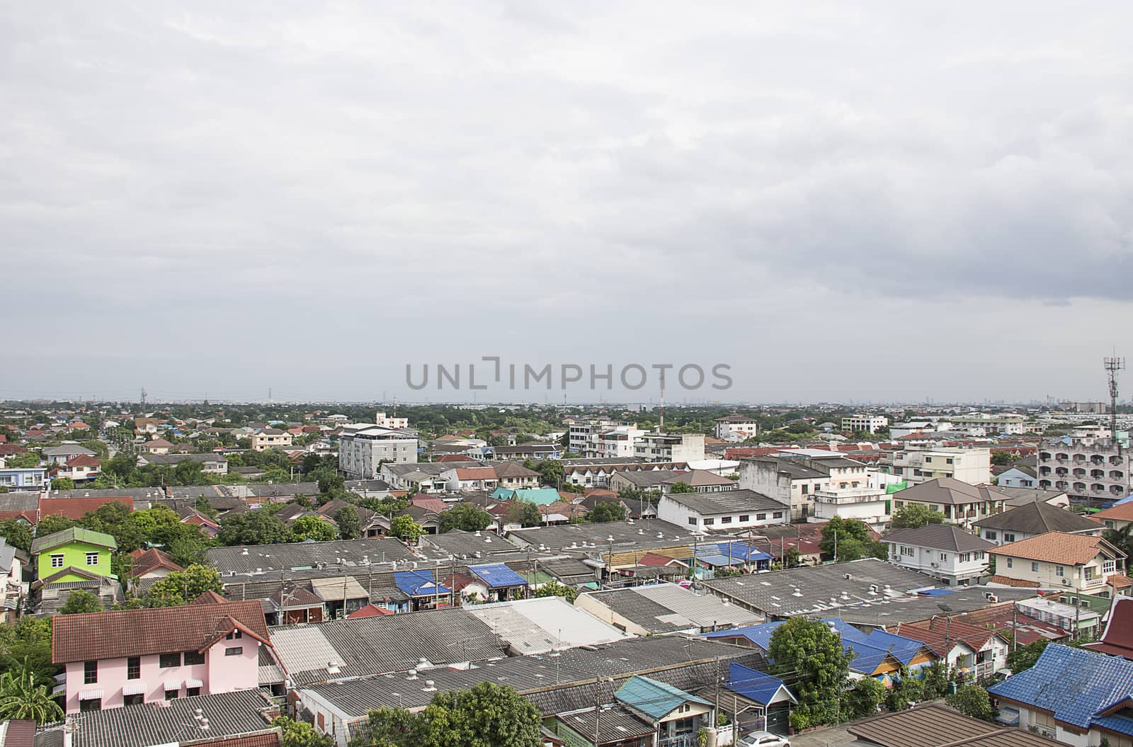 suburb in Thailand from top view.