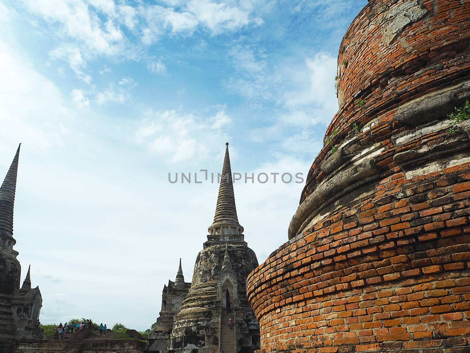 Ancient pagoda with nature background in Thailand.