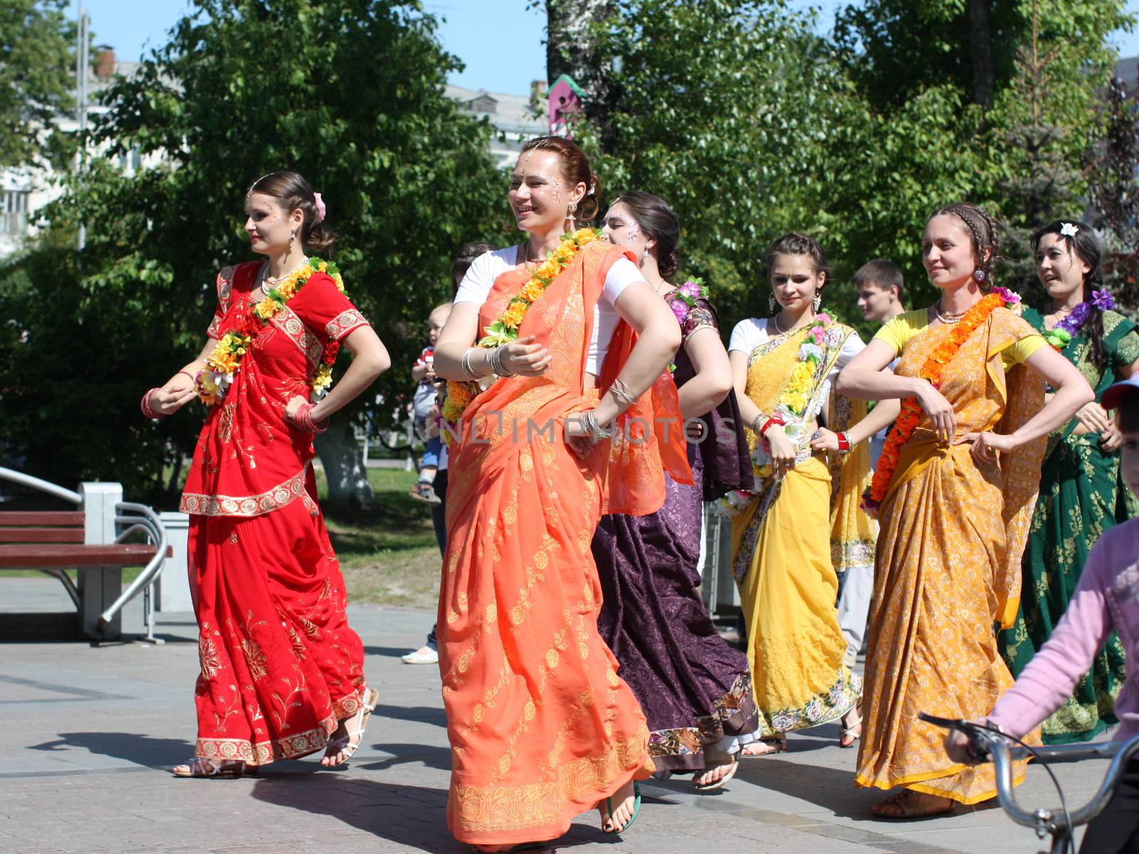 Procession of Krishna at a pedestrian boulevard by AndrewBu