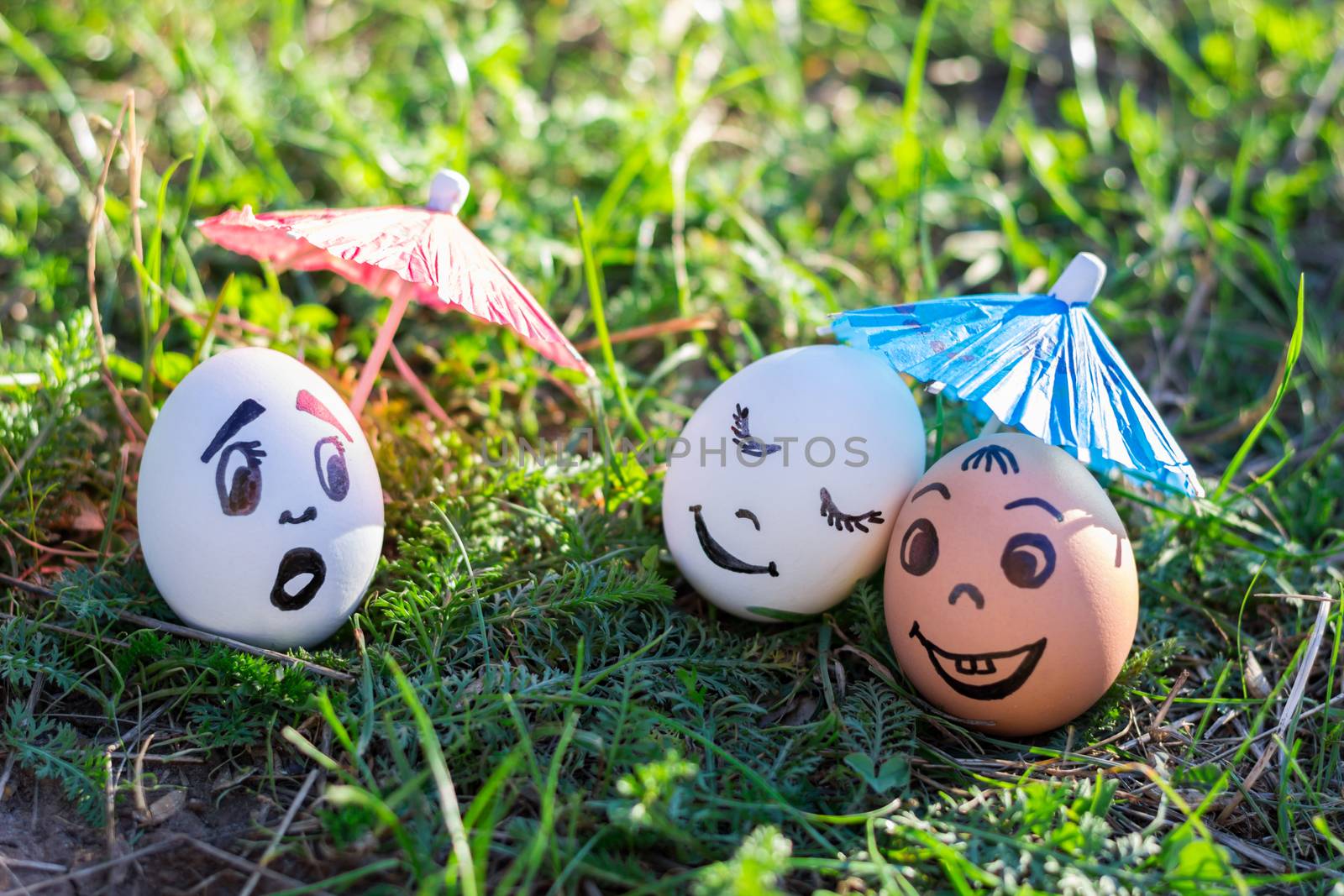 Funny eggs imitating happy mixed couple and indignant white one by VeraVerano