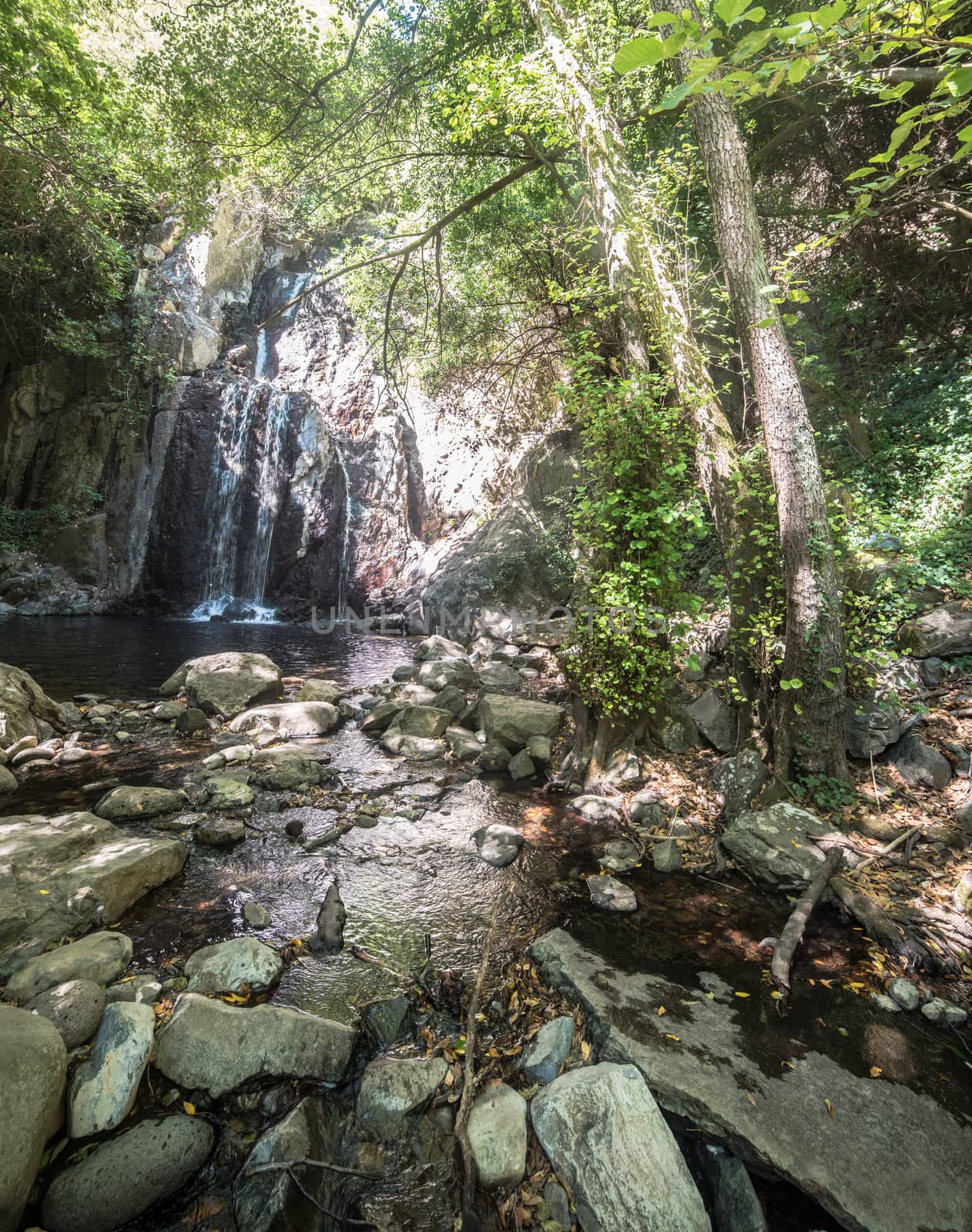 Little waterfall near a river in the middle of sardinia