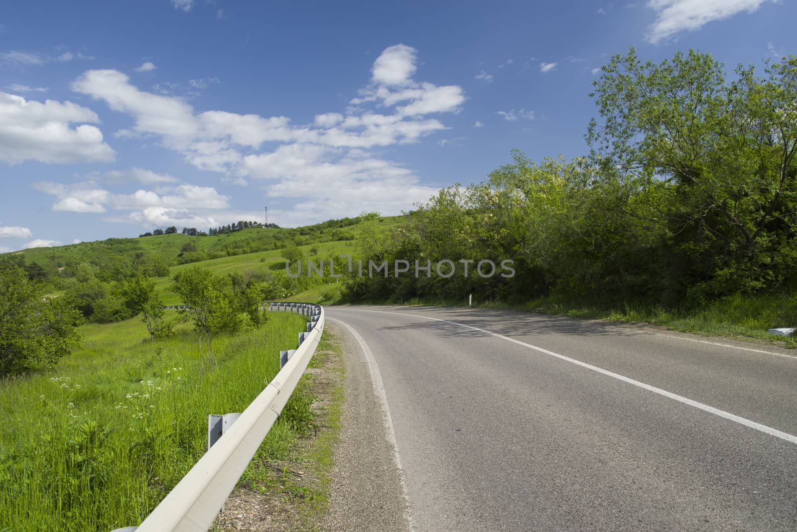 Highway on the hill in the summer, Romanian road