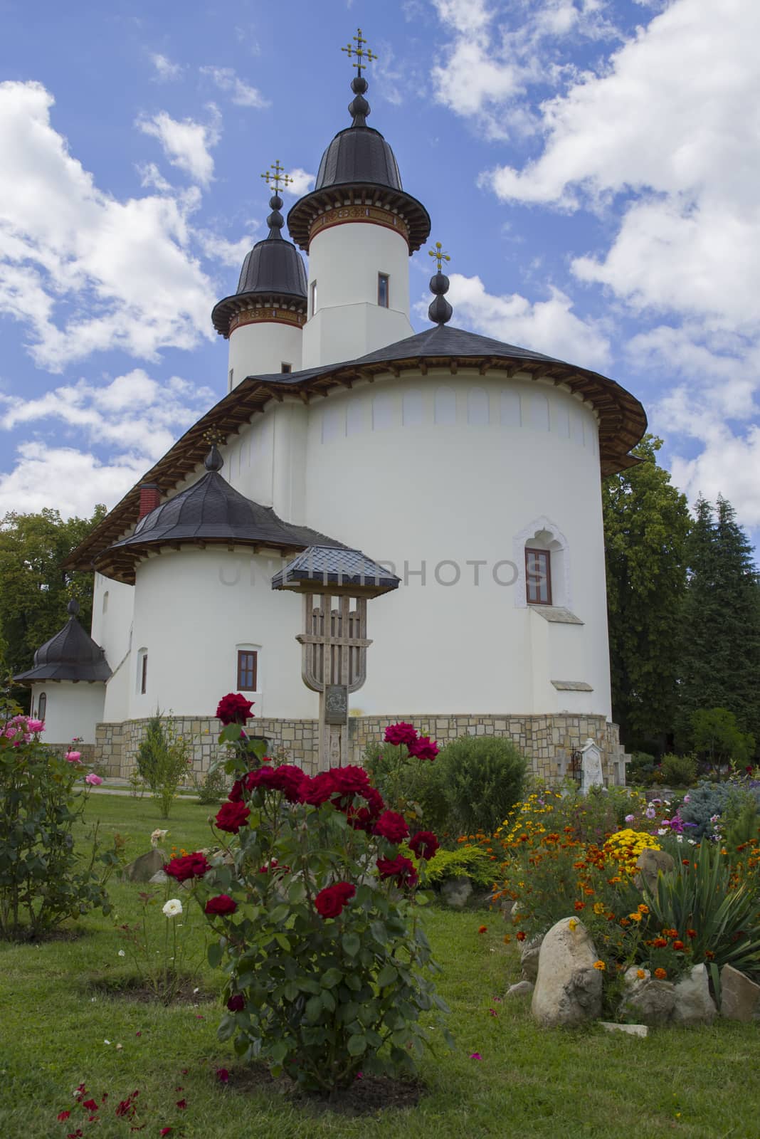 Garden at orthodox Monastery of Varatec in Moldavia