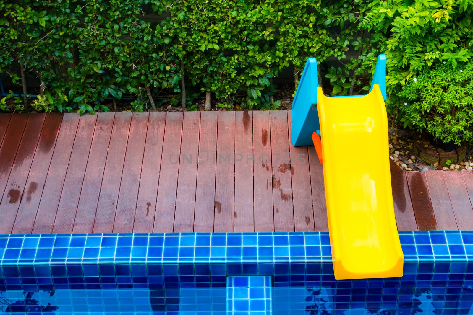 Pool Slide Swimming public pool slide blue water outdoors by N_u_T