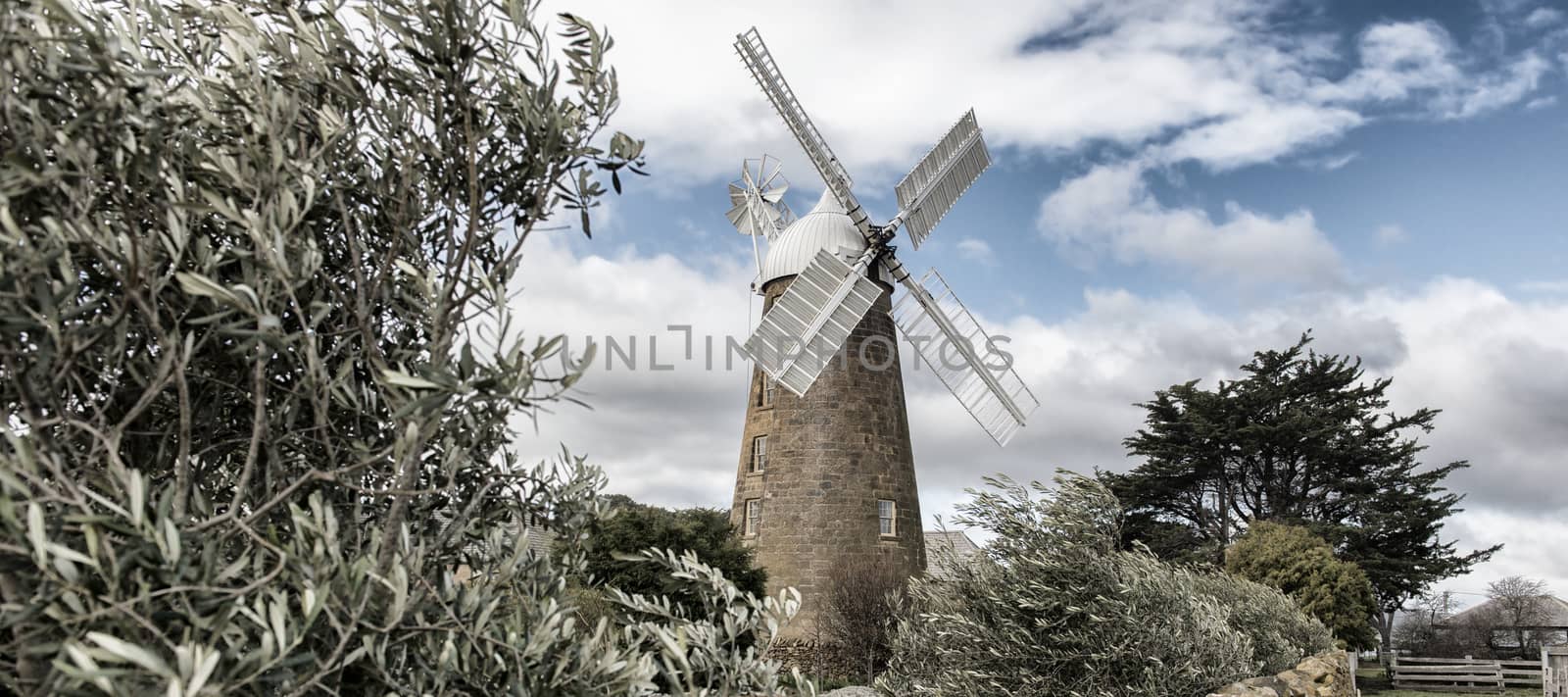 Historic and amazing Callington Mill in Oatlands, Tasmania, Australia on a clear winters day.