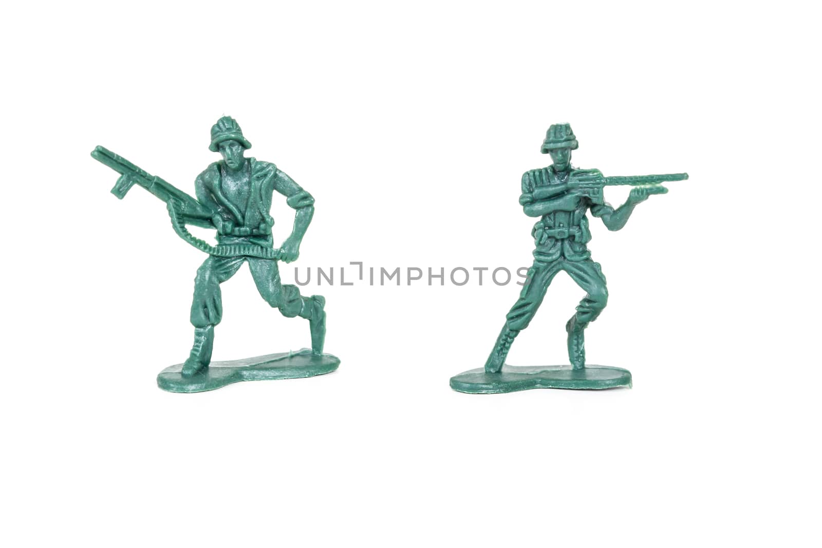 miniature  soldiers toy  on white background