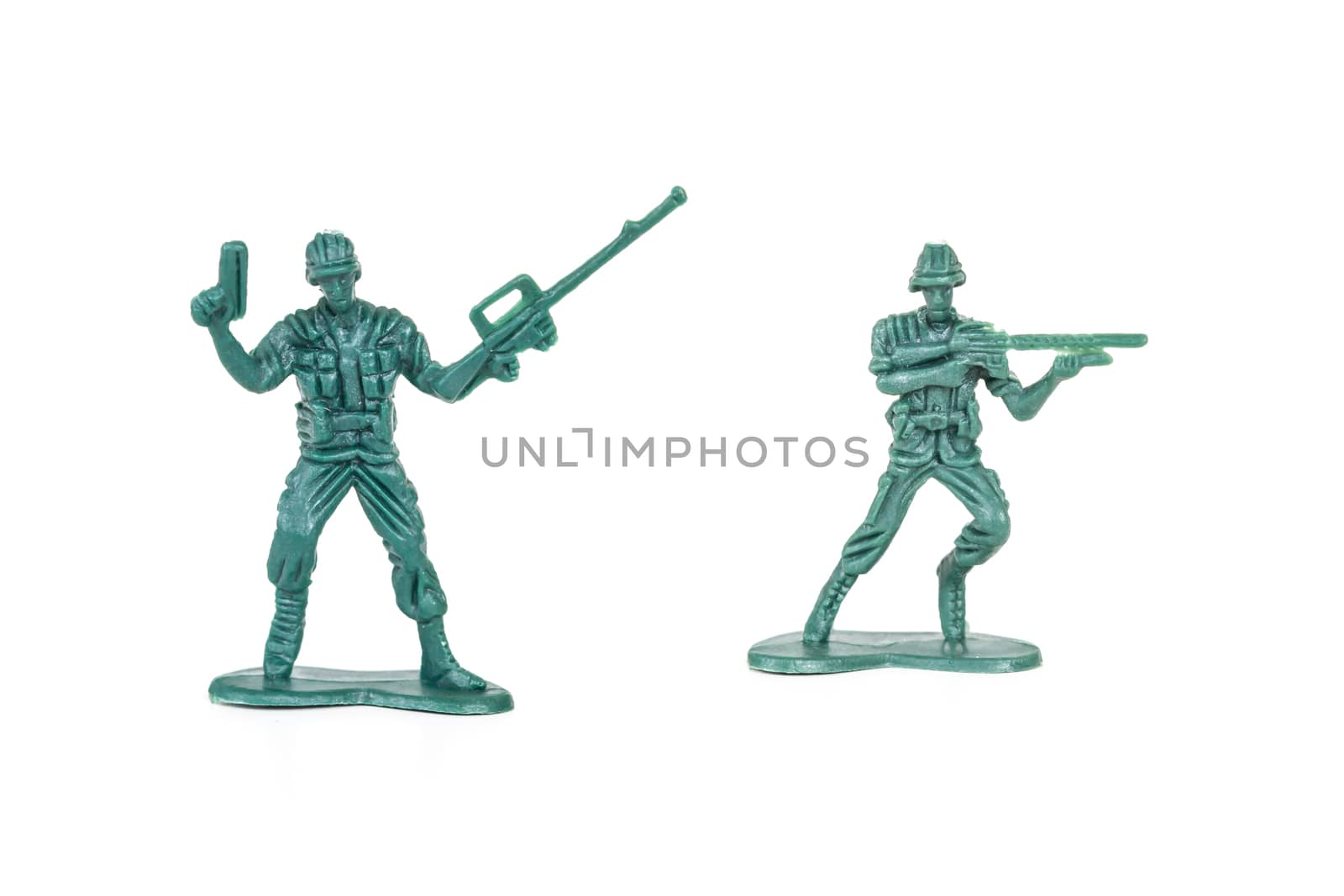 miniature  soldiers toy  on white background