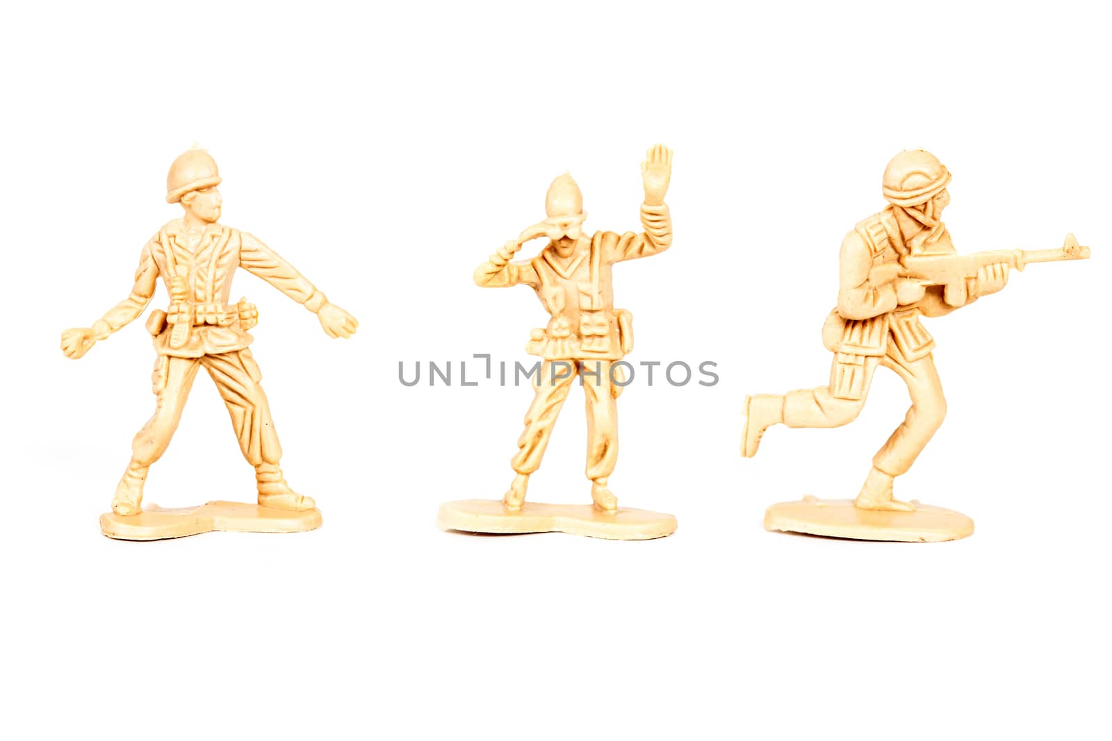 miniature  soldiers toy  on white background