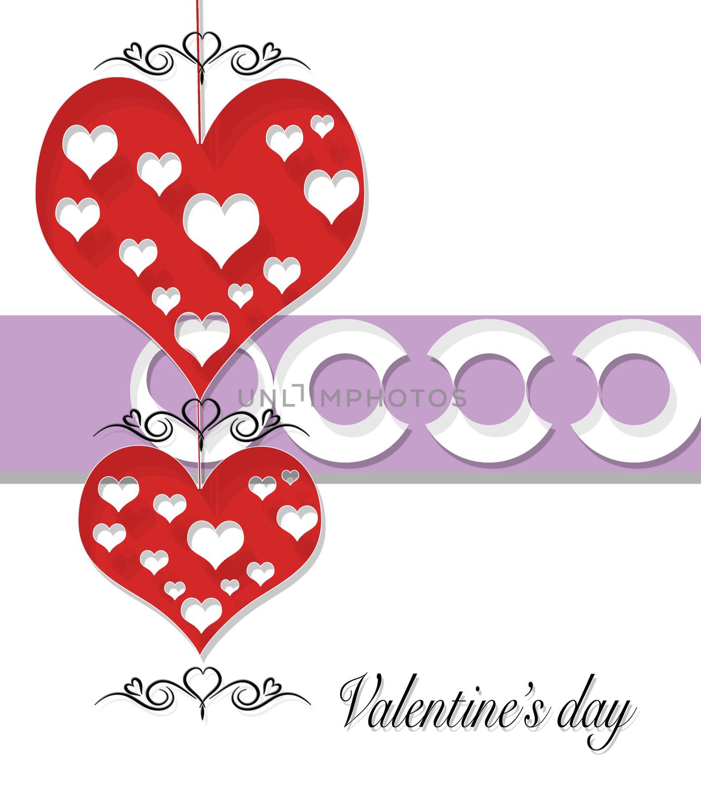ticket with decoration hearts valentine's day