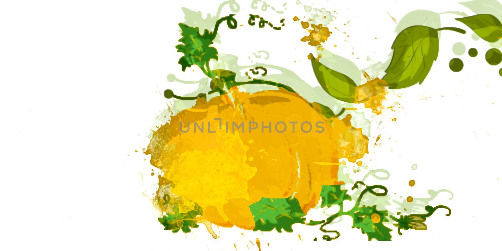 white background with pumpkin water color