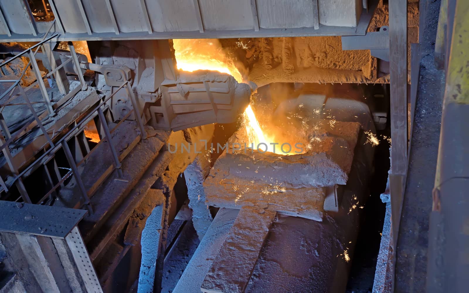 steel buckets to transport the molten metal