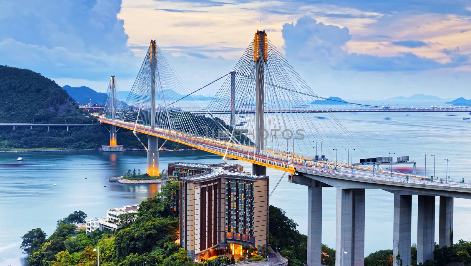 Hong kong traffic highway , Ting Kau Bridge