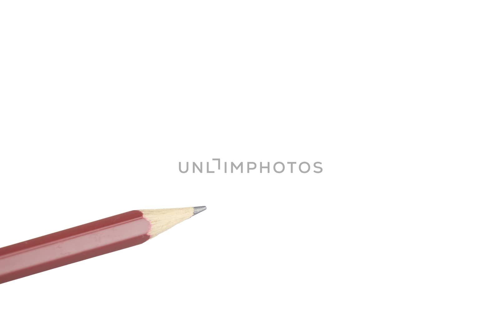 Close up pencil on bottom left isolated with white background by eaglesky