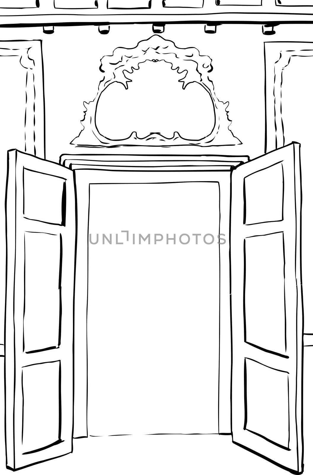Outlined Rococo Doors Illustration by TheBlackRhino