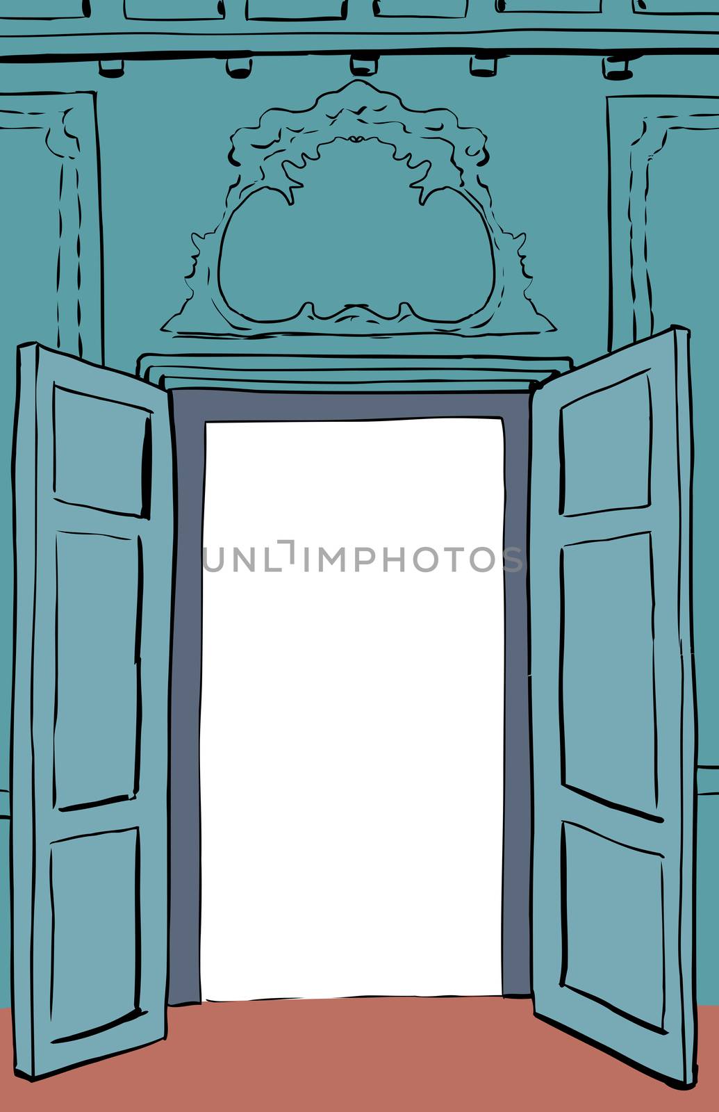 Blue Rococo Doors Illustration by TheBlackRhino