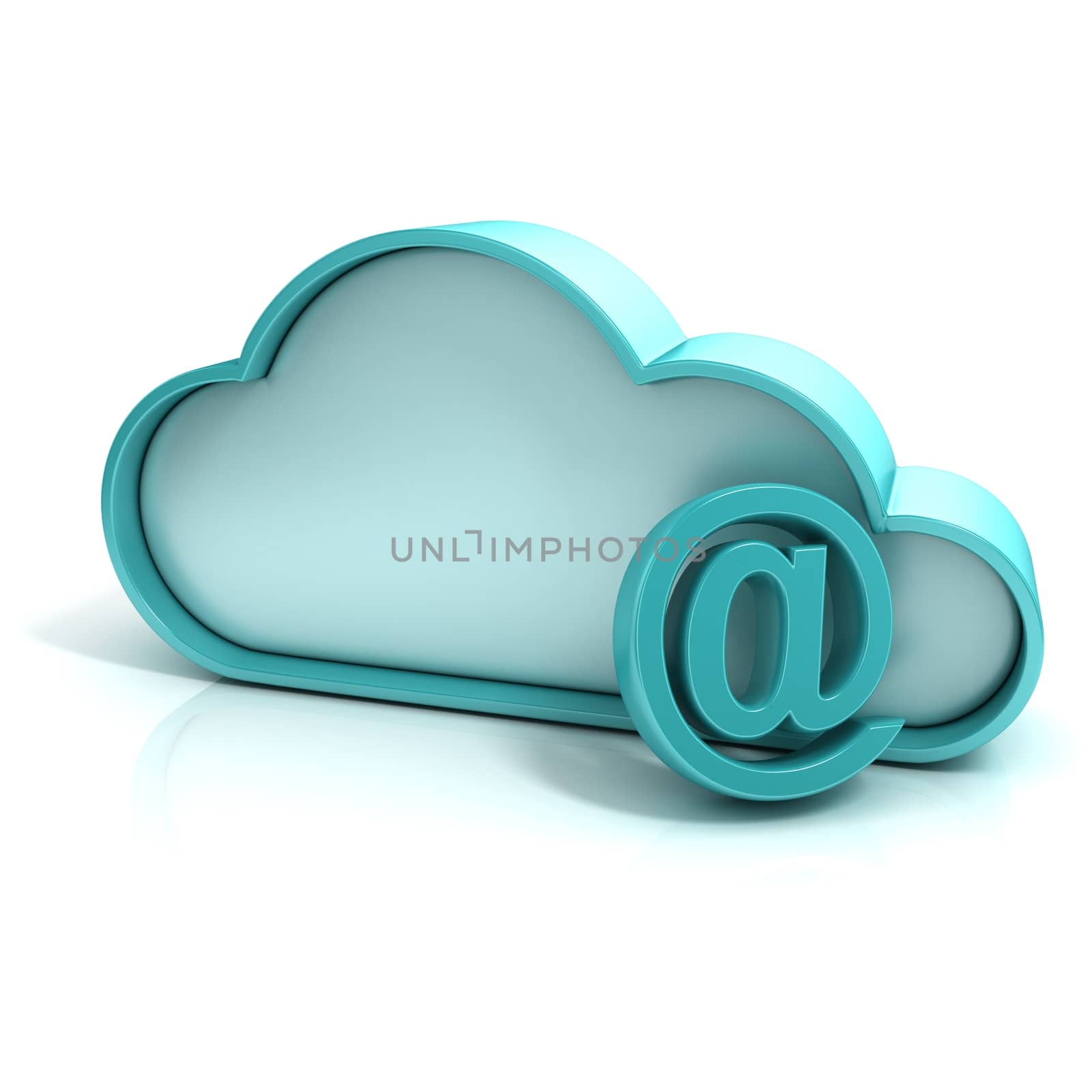 Cloud mail 3D computer icon isolated