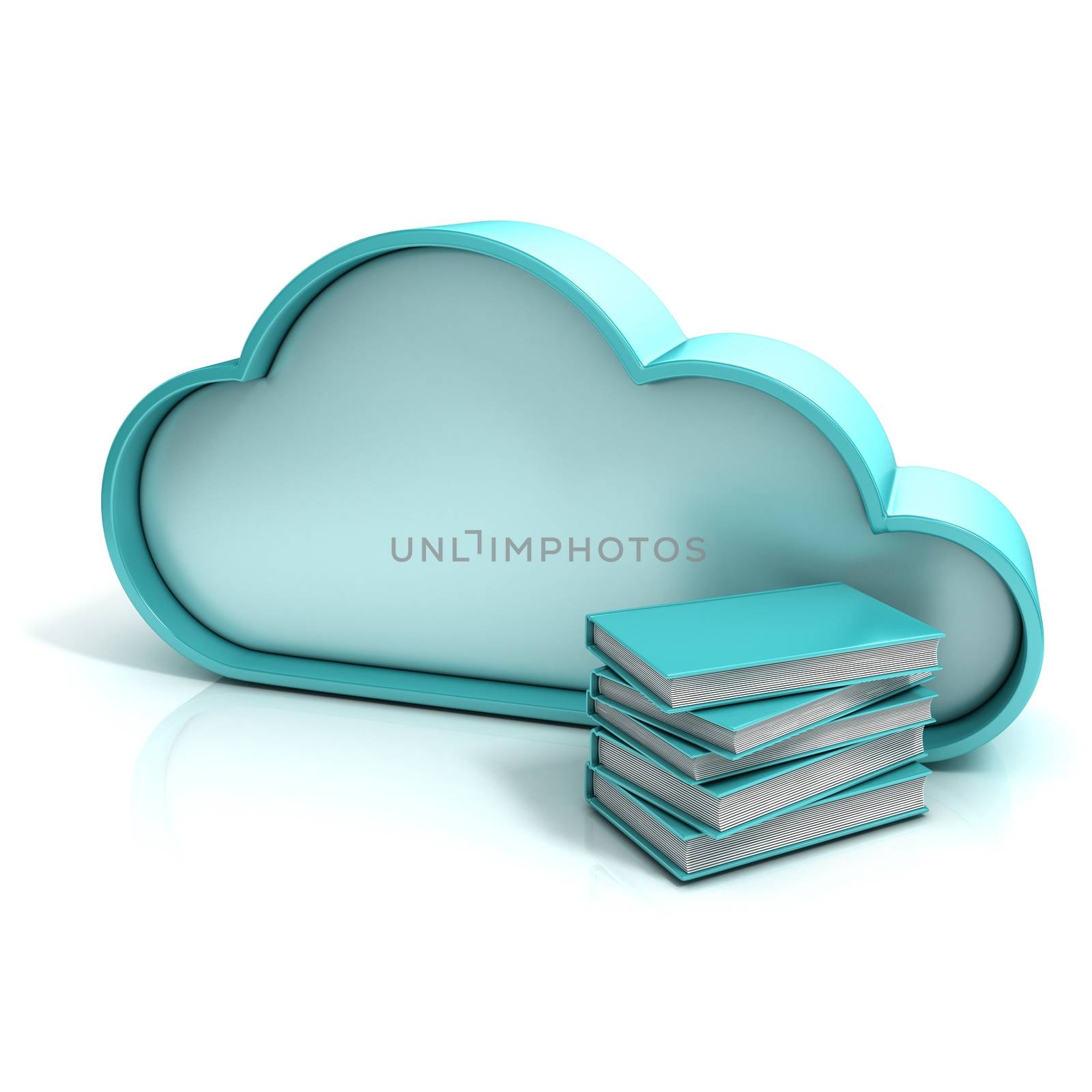 Cloud book 3D computer icon isolated