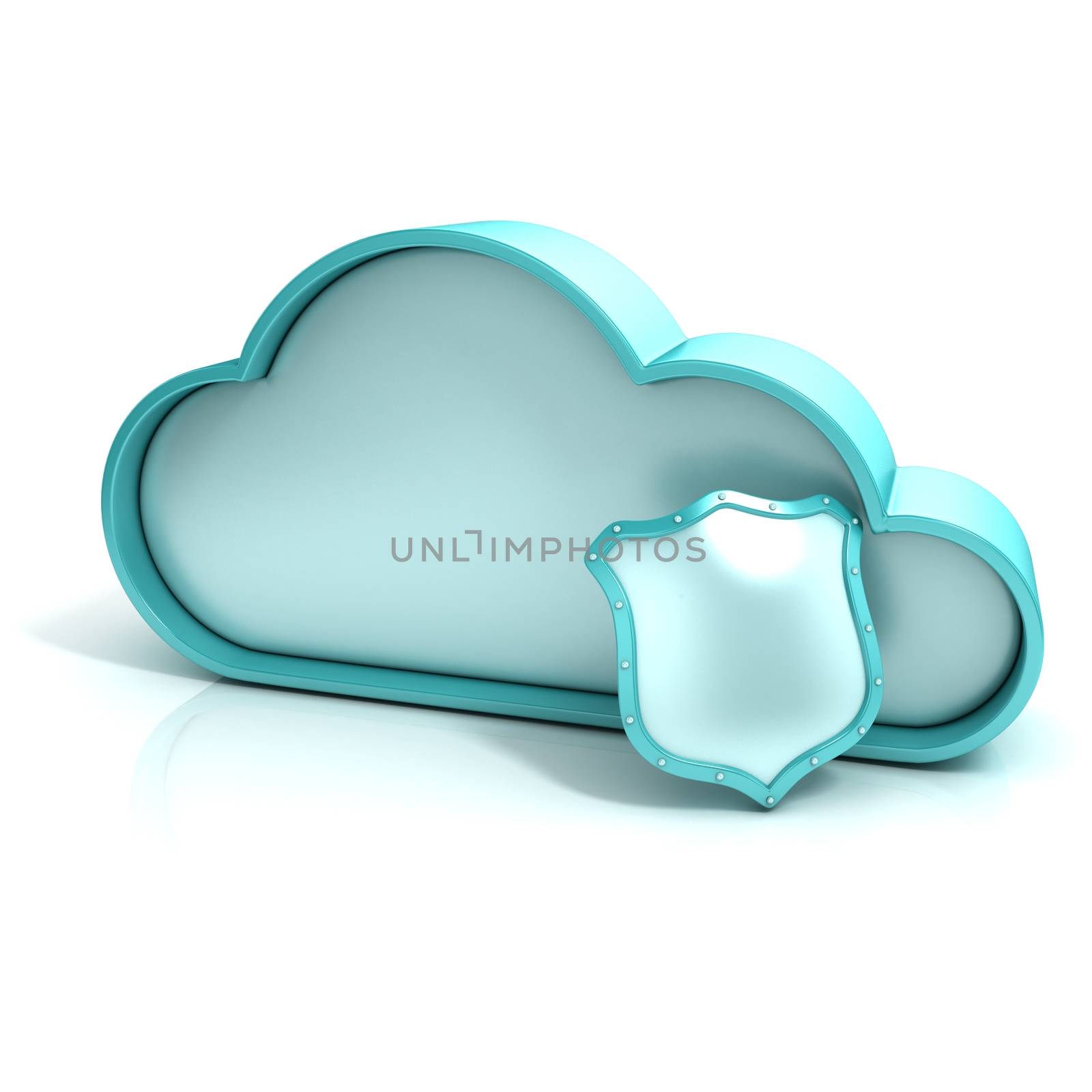 Cloud shield 3D computer icon isolated