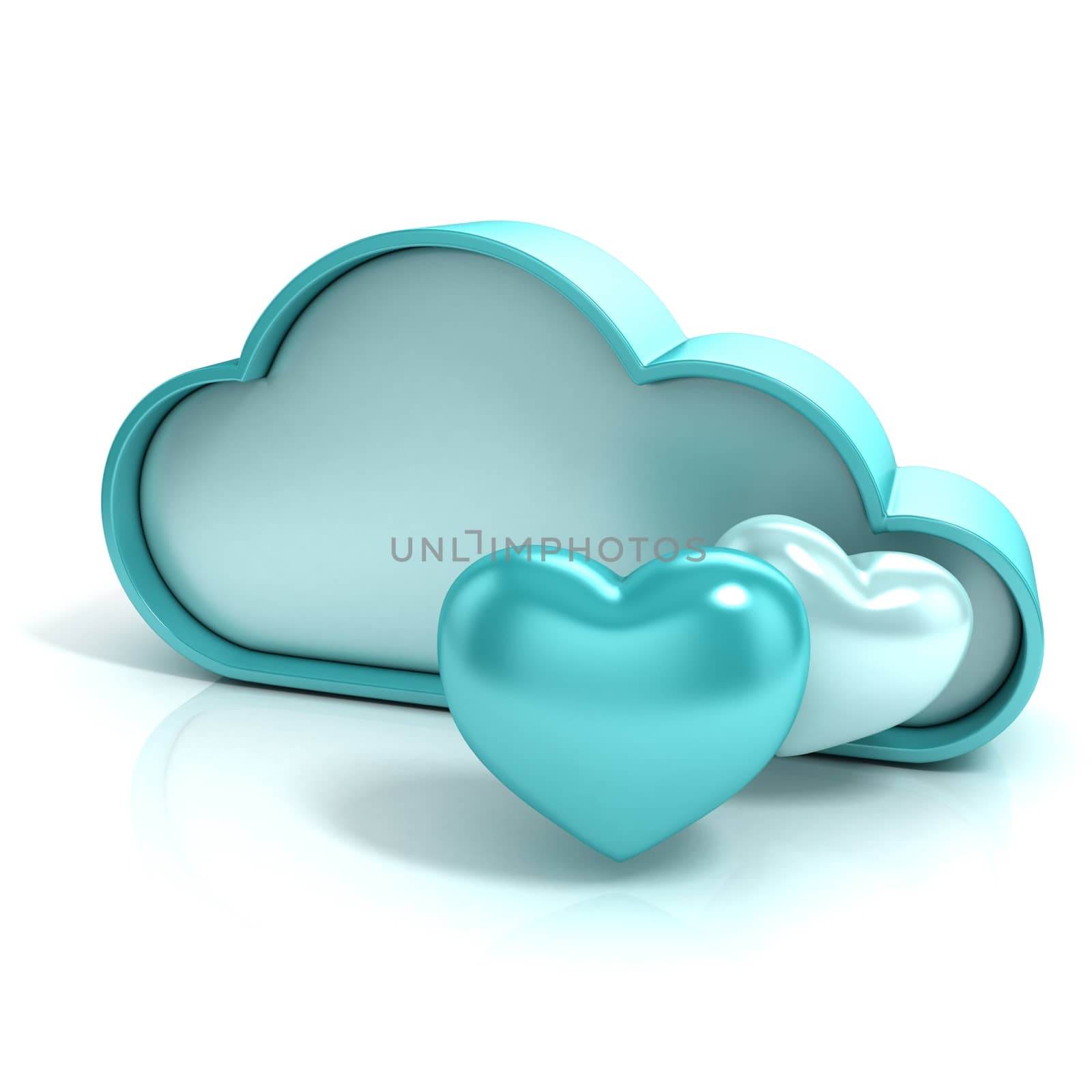 Cloud with hearts. Favorite storage 3D computer icon by djmilic