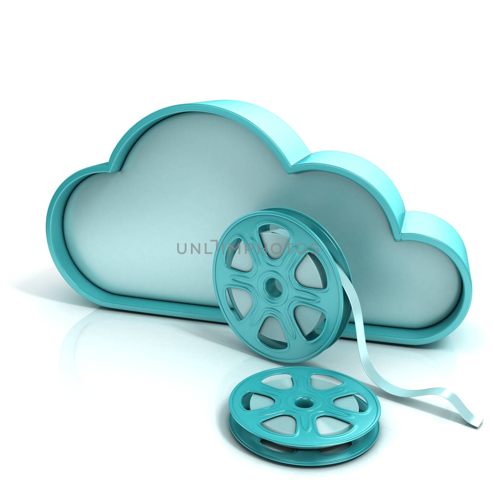 Cloud movie 3D computer icon. Illustration isolated on white background