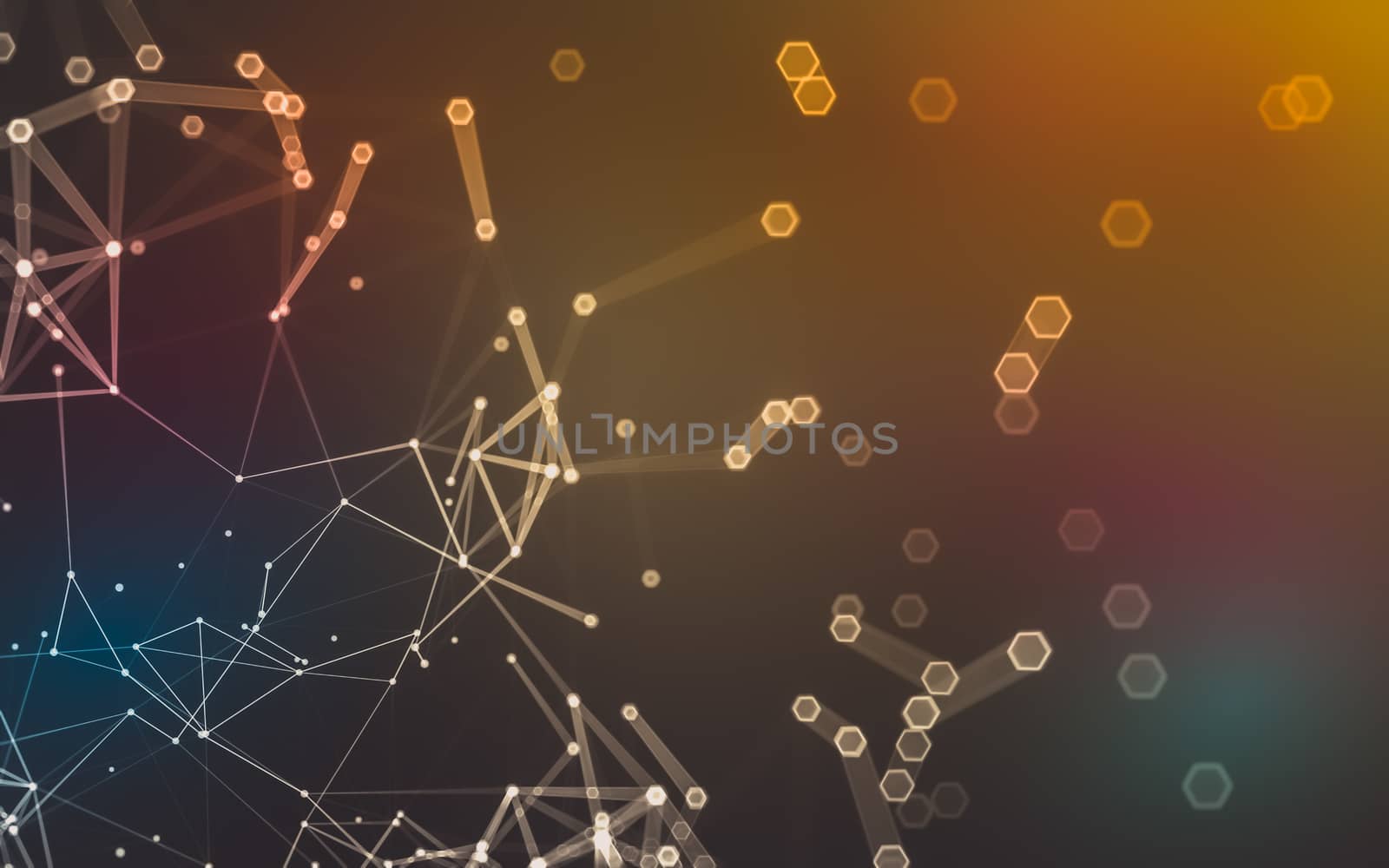 Abstract polygonal space low poly dark background with connecting dots and lines. Connection structure. 3d rendering