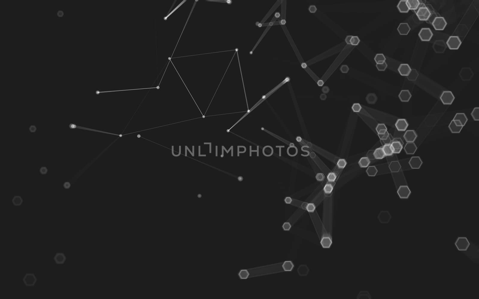 Abstract polygonal space low poly dark background with connecting dots and lines. Connection structure. 3d rendering