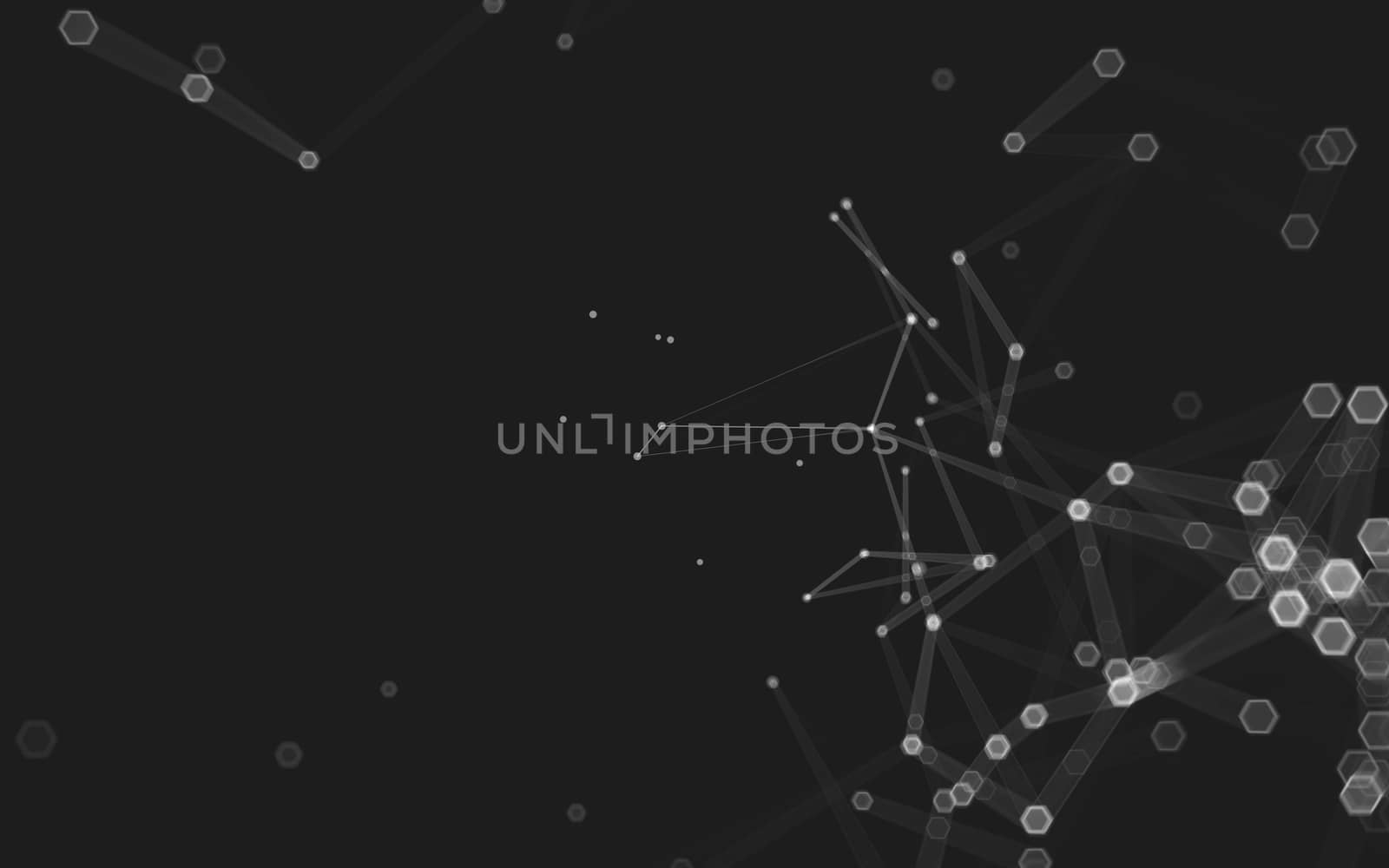 Abstract polygonal space low poly dark background with connecting dots and lines. Connection structure. 3d rendering