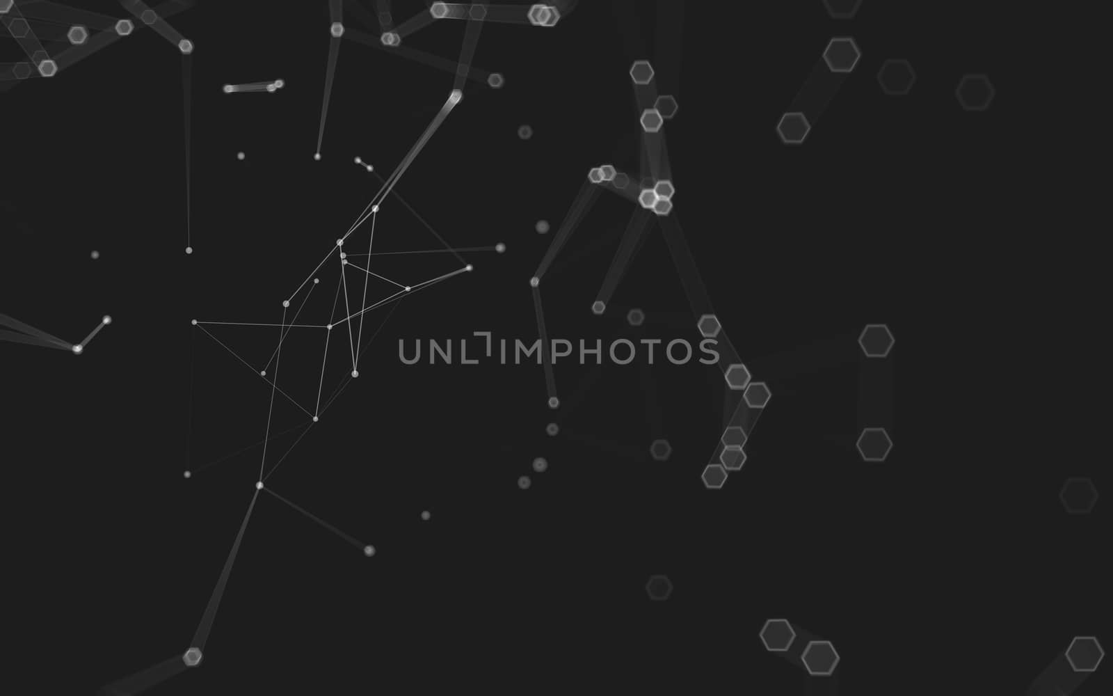 Abstract polygonal space low poly dark background with connecting dots and lines. Connection structure. 3d rendering