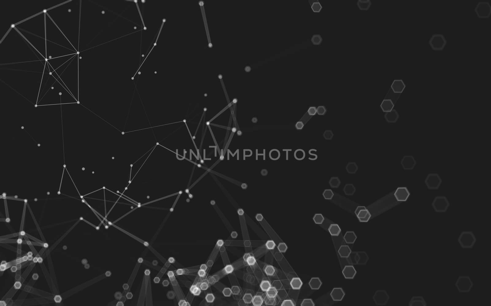 Abstract polygonal space low poly dark background with connecting dots and lines. Connection structure. 3d rendering