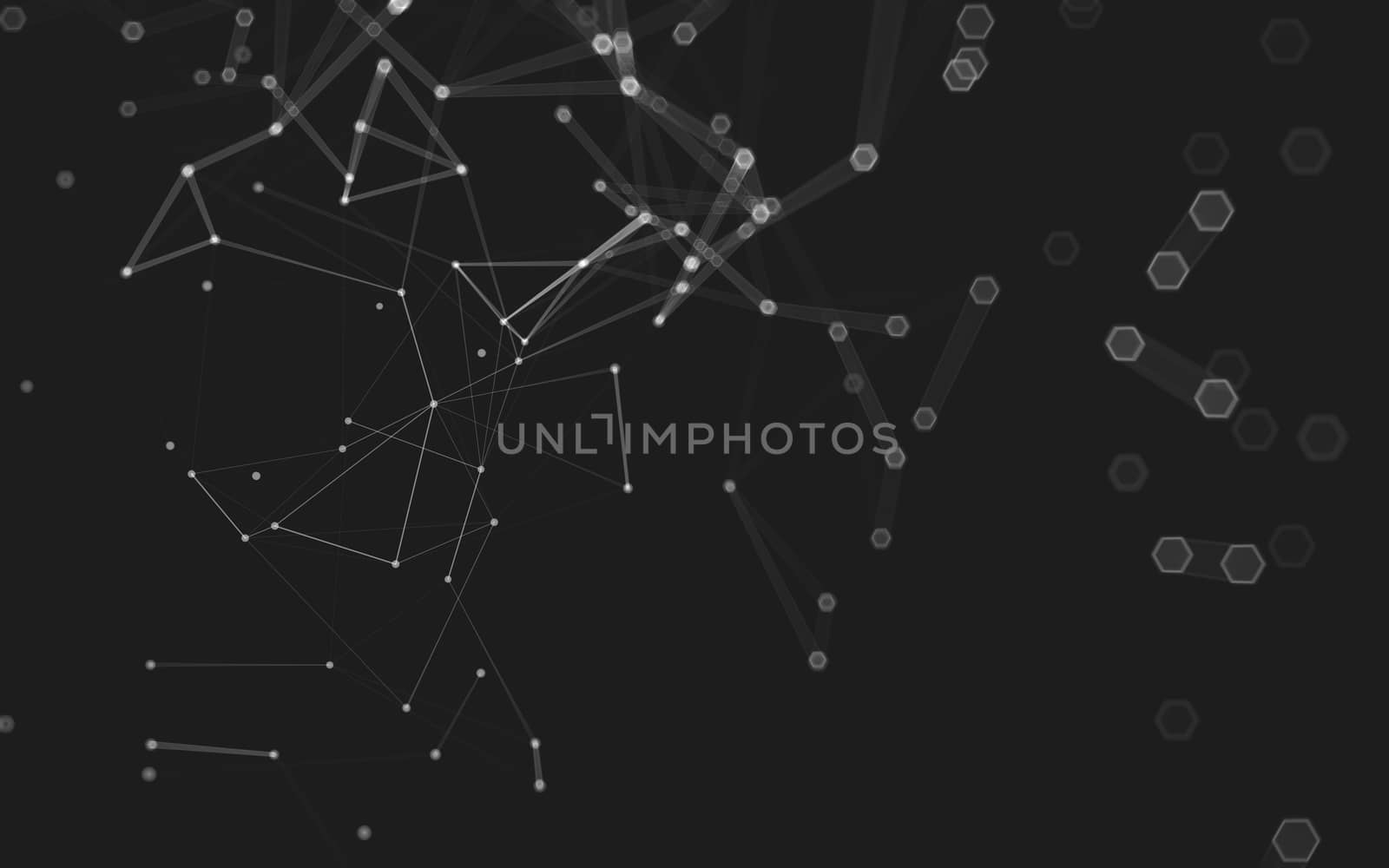 Abstract polygonal space low poly dark background with connecting dots and lines. Connection structure. 3d rendering