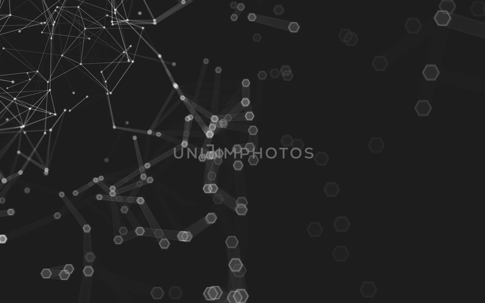 Abstract polygonal space low poly dark background with connecting dots and lines. Connection structure. 3d rendering