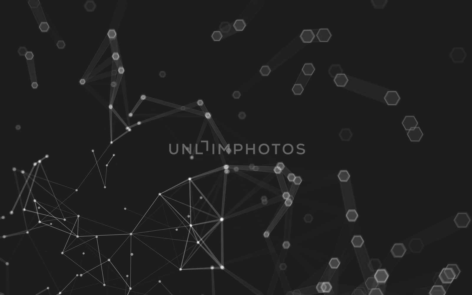 Abstract polygonal space low poly dark background with connecting dots and lines. Connection structure. 3d rendering