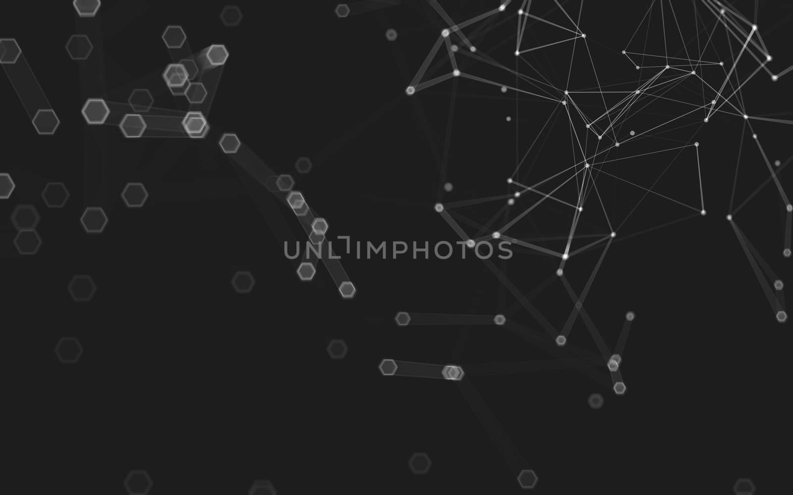 Abstract polygonal space low poly dark background with connecting dots and lines. Connection structure. 3d rendering