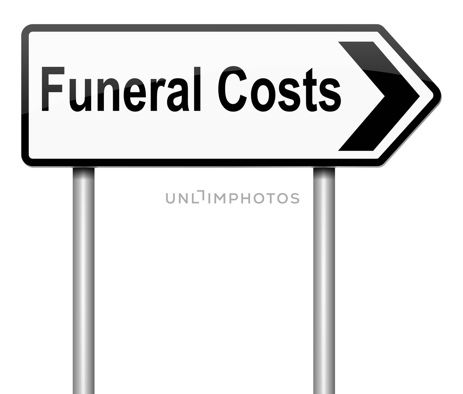Illustration depicting a sign with a funeral cost concept.