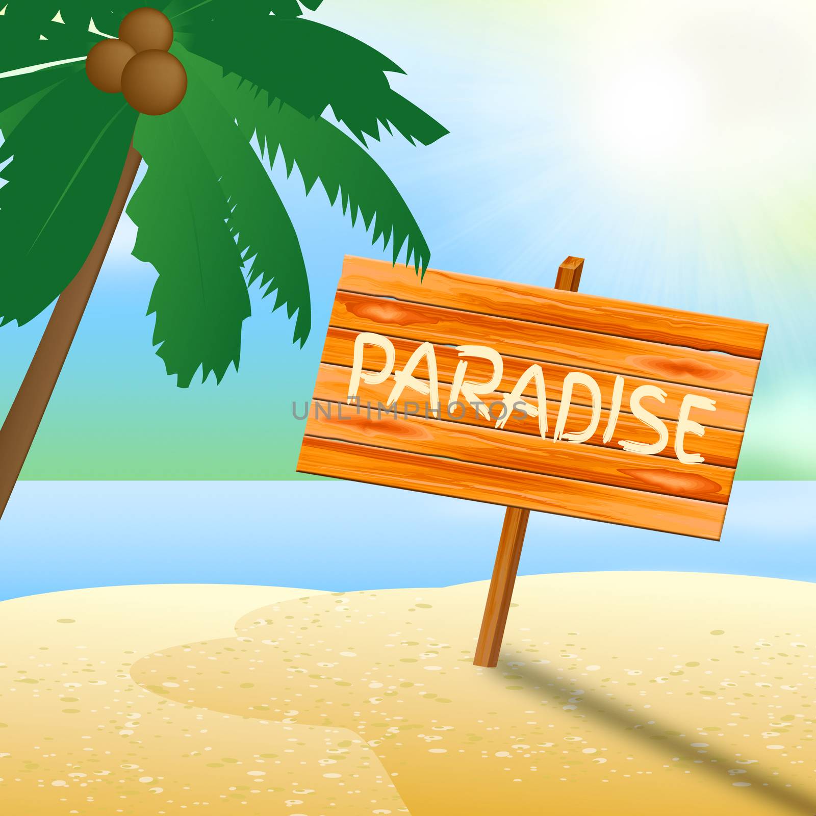 Paradise Vacation Shows Idyllic Beaches 3d Illustration by stuartmiles